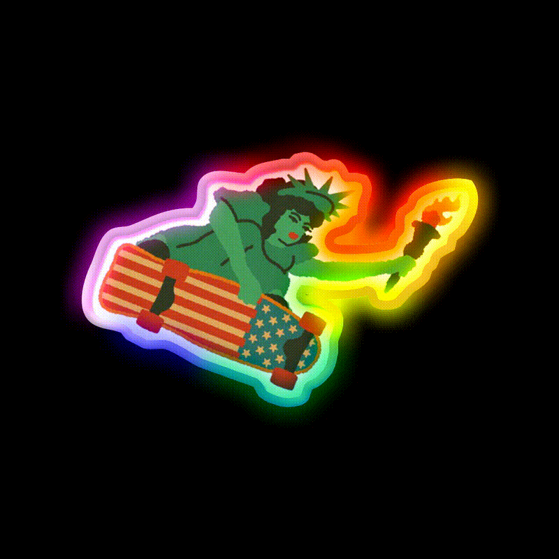 Liberty Skater Asian Cultural Led Neon Sign Rgb Color - LED neon sign close-up detail