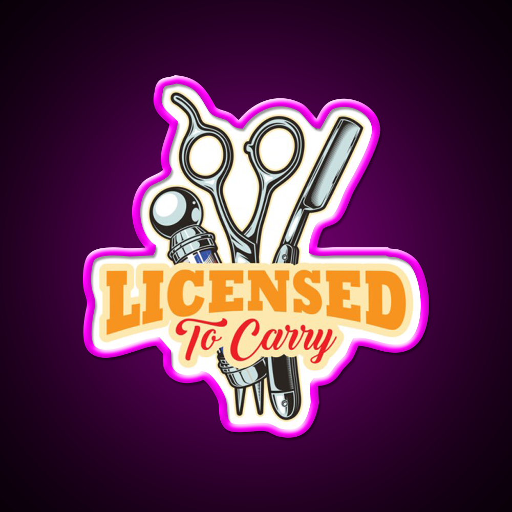 Licensed To Carry Barber Beard Barber Shop Haircut Led Neon Sign