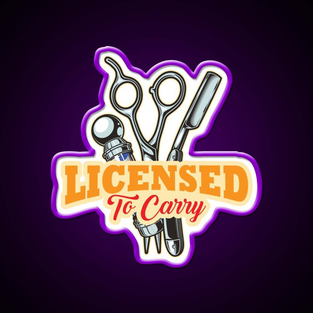 Licensed To Carry Barber Beard Barber Shop Haircut Led Neon Sign