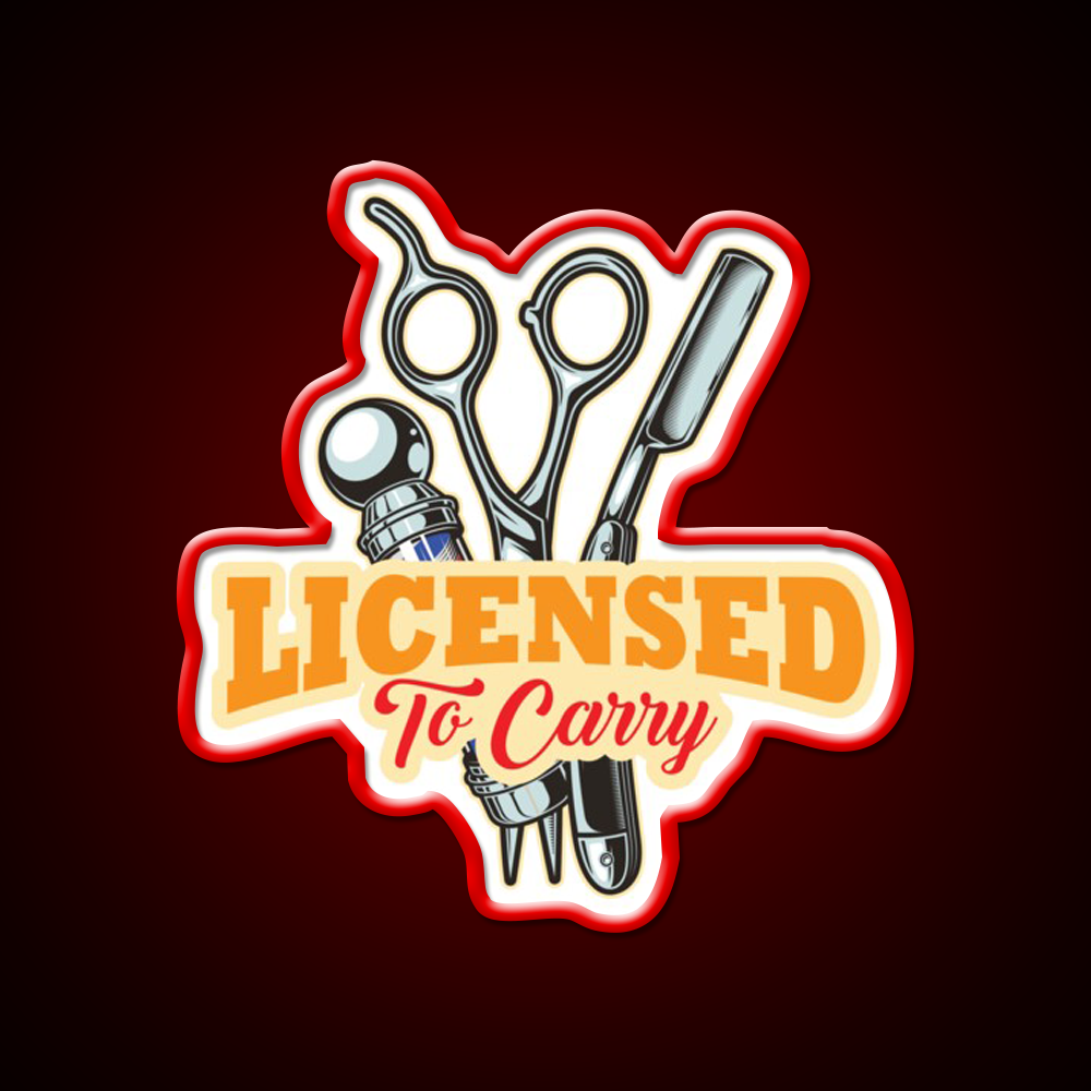 Licensed To Carry Barber Beard Barber Shop Haircut Led Neon Sign