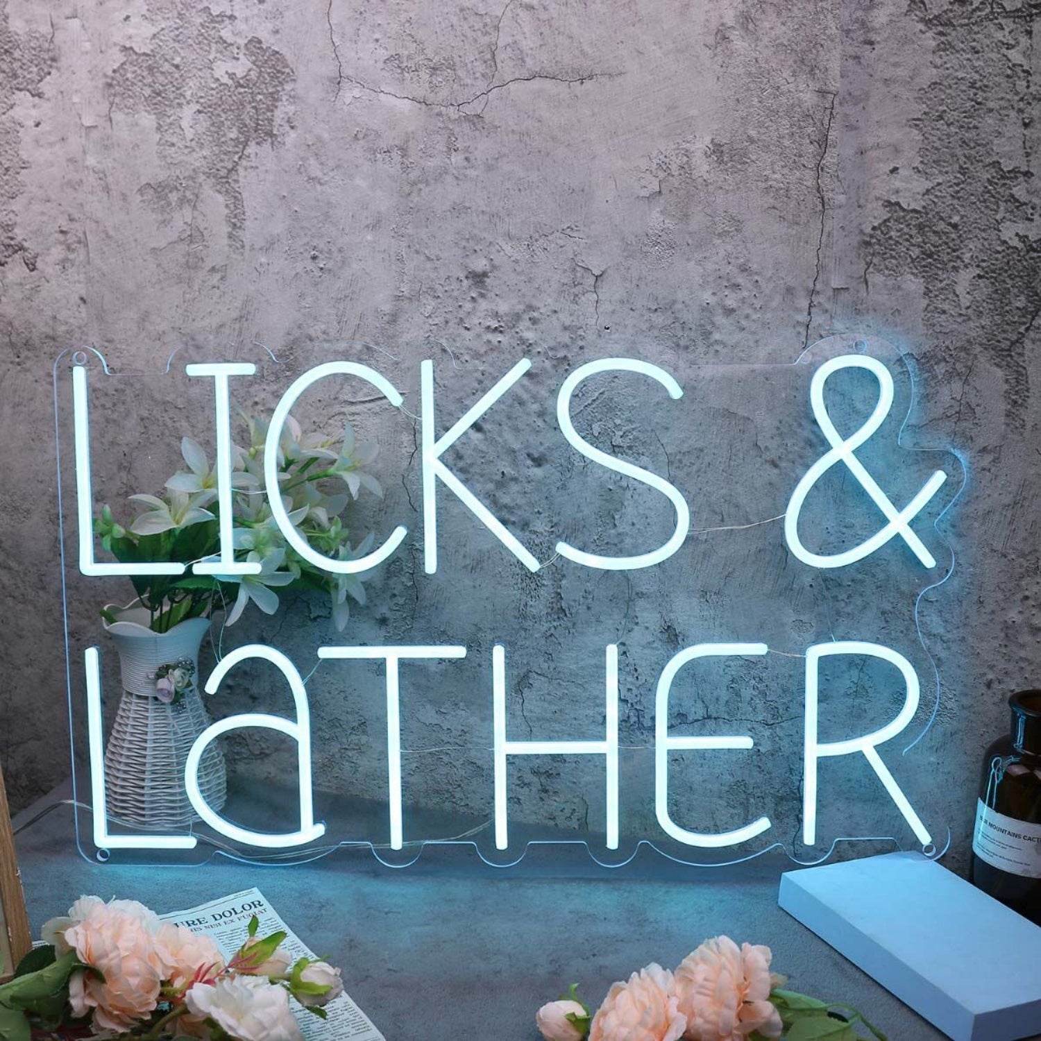 Licks And Lather Blue Led Neon Sign - Shineneon