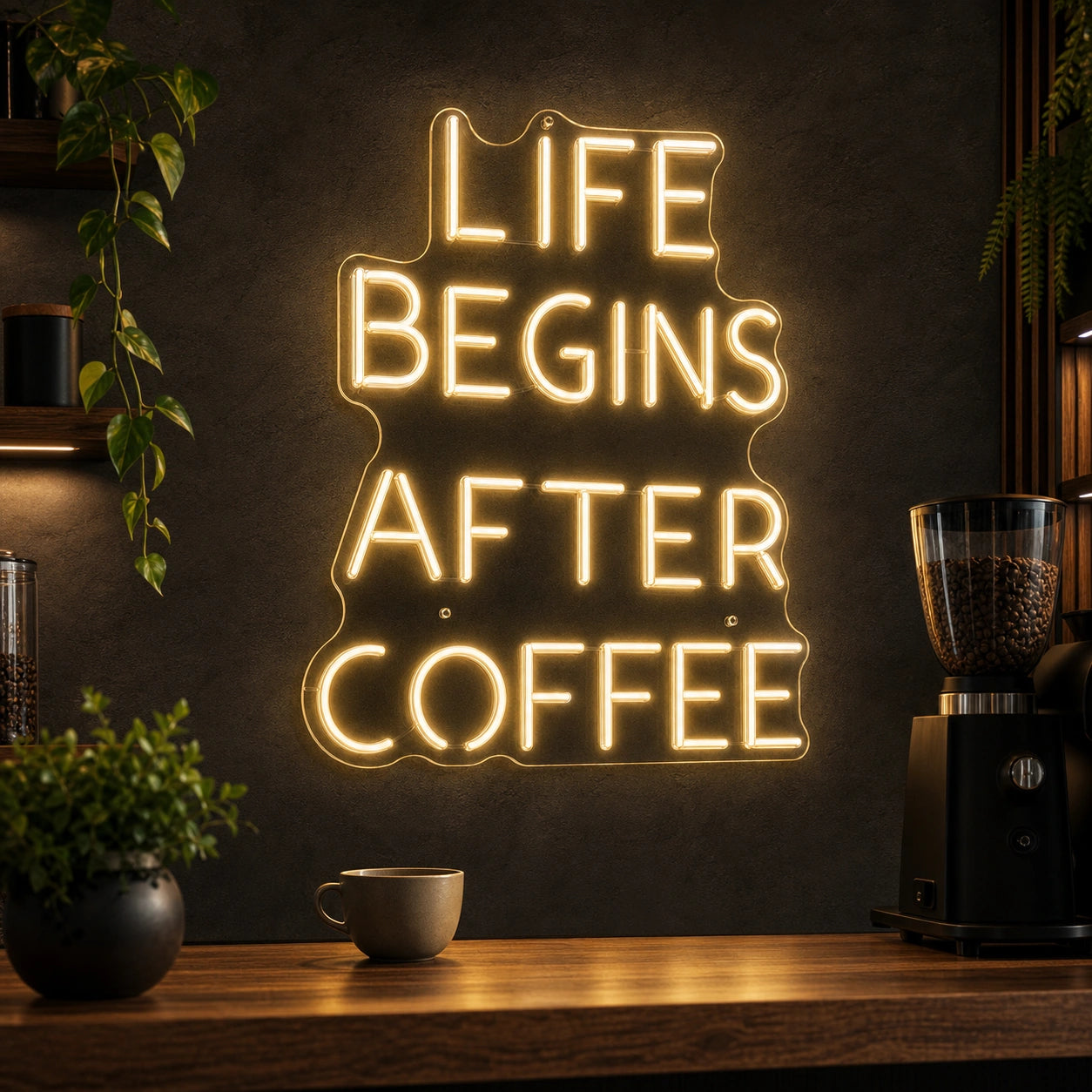 Life Begins After Coffee LED Neon Sign Home Bar Wall Decoration high-converting product image
