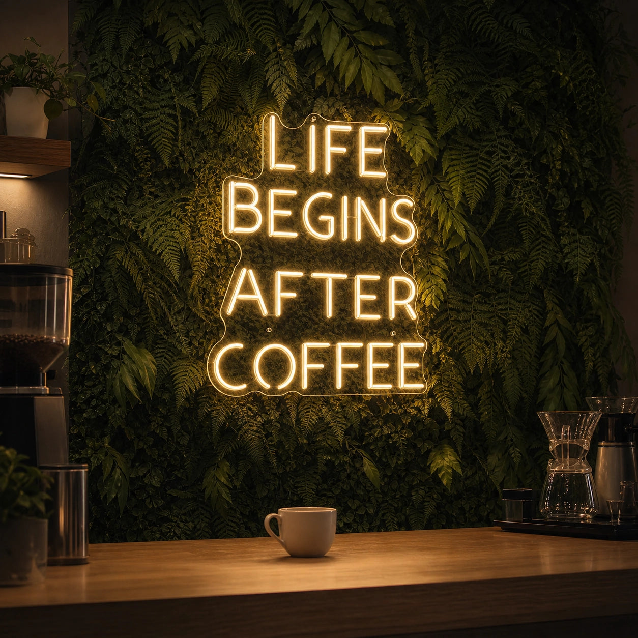 Life Begins After Coffee LED Neon Sign Home Bar Wall Decoration real lifestyle scene