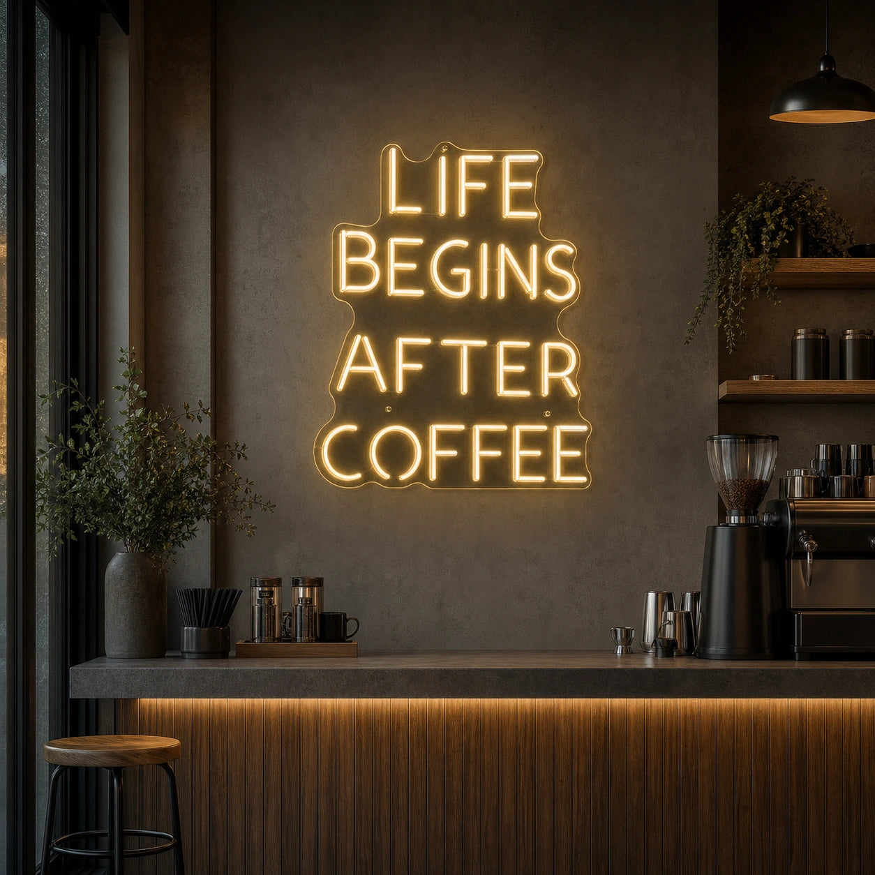 Life Begins After Coffee LED Neon Sign Home Bar Wall Decoration size image