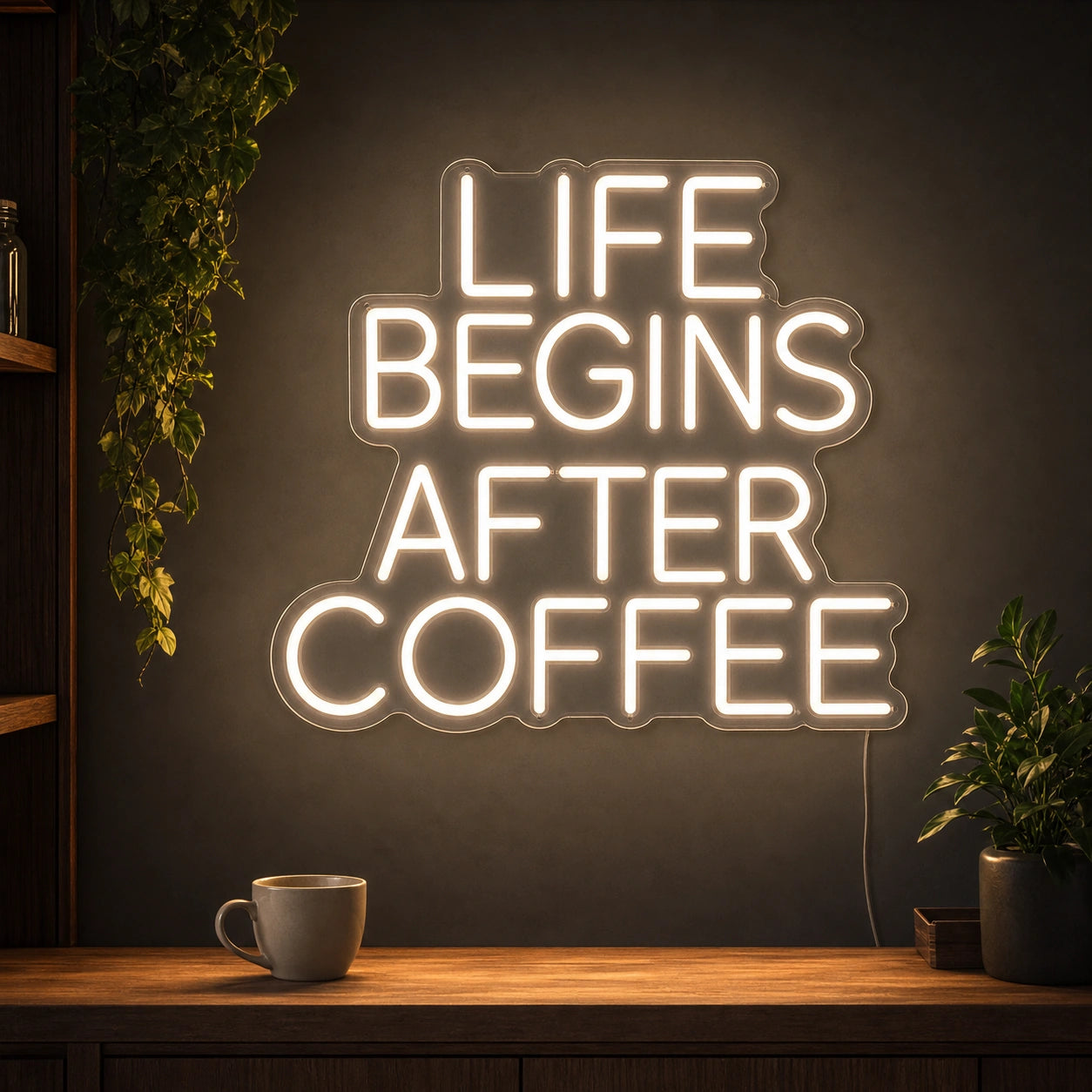 Life Begins After Coffee Room Decor LED Neon Sign Home Garage Wall Decoration high-converting product image
