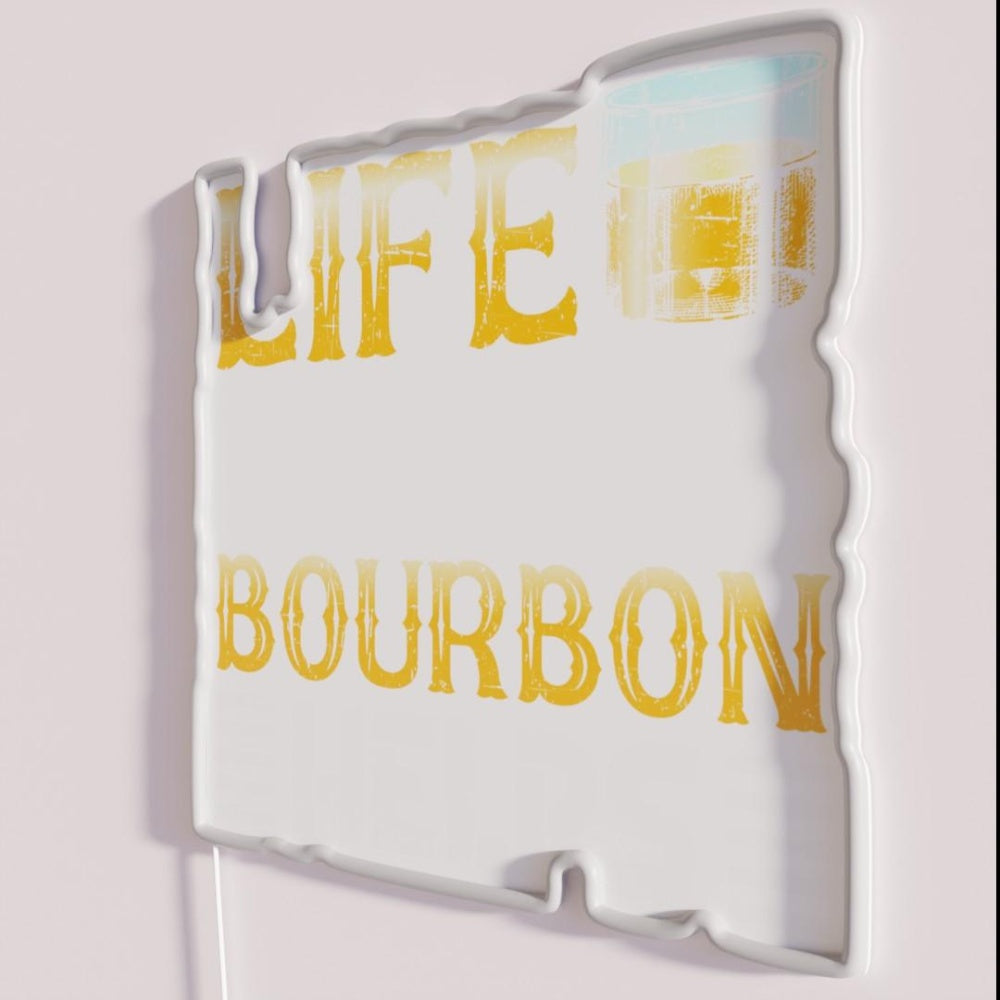 Life Happens Bourbon Helps Drinking Bourbon Lover Rgb Led Neon Sign - Neon sign mounted on wall in room