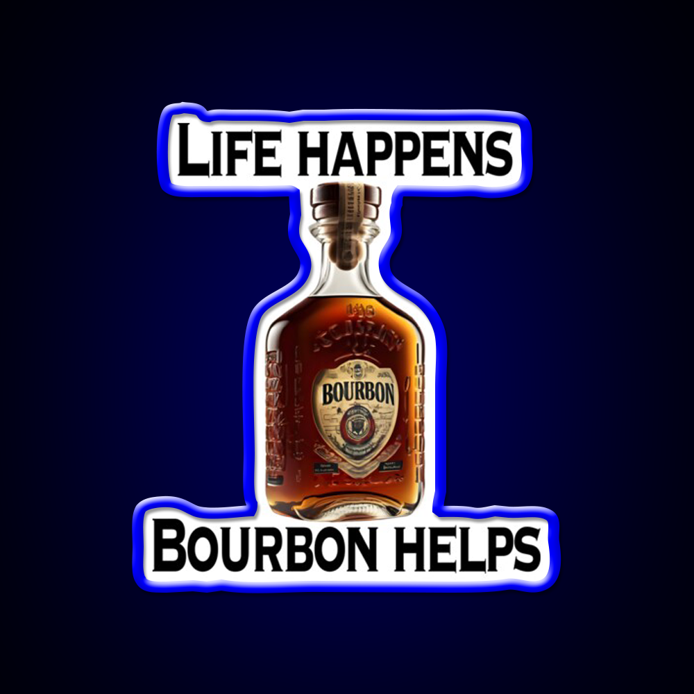 Life Happens Bourbon Helps Whiskey Drink Bar Led Neon Sign Rgb Color