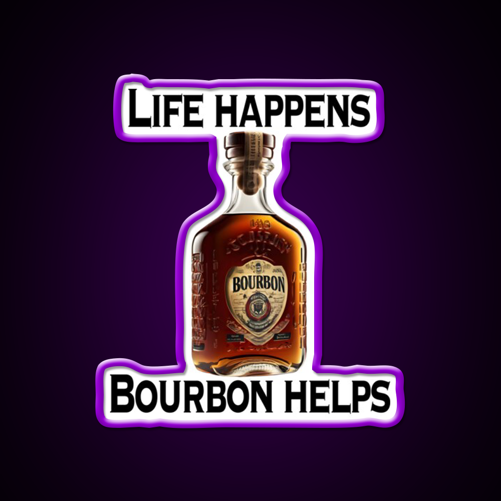 Life Happens Bourbon Helps Whiskey Drink Bar Led Neon Sign Rgb Color