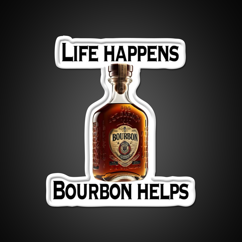Life Happens Bourbon Helps Whiskey Drink Bar Led Neon Sign Rgb Color