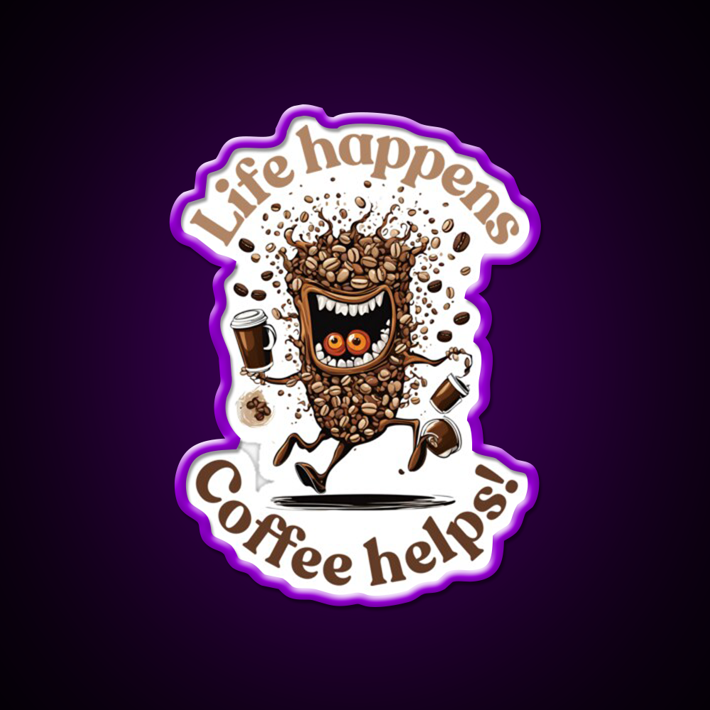 Life Happens Coffee Helps Cafe Led Neon Sign Espresso Bar Art Rgb Color