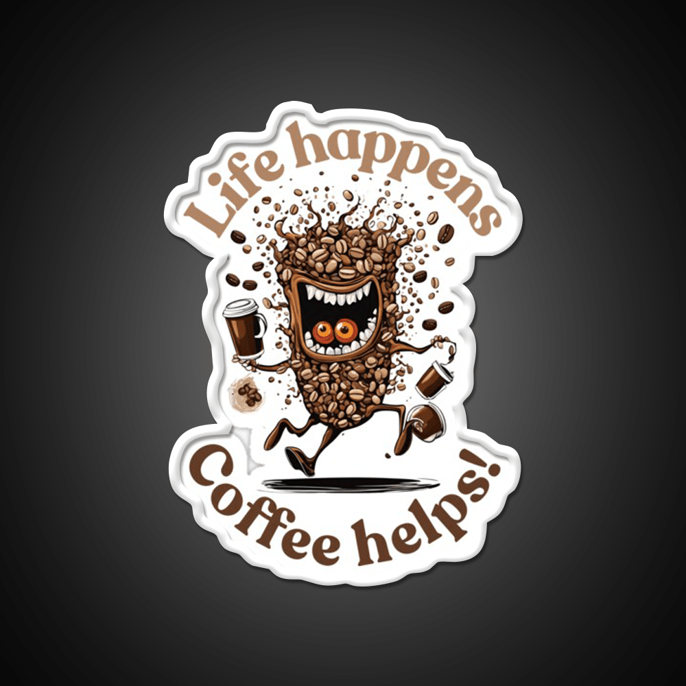 Life Happens Coffee Helps Cafe Led Neon Sign Espresso Bar Art Rgb Color - Shineneon