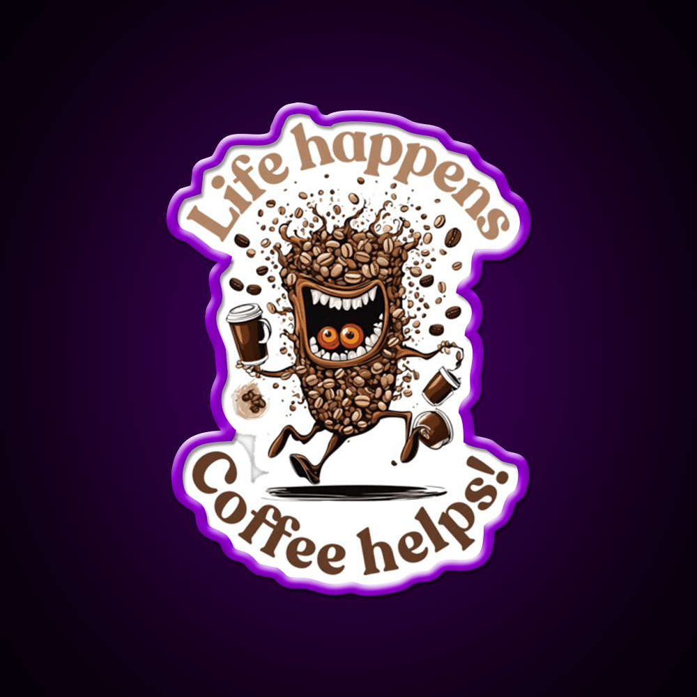 Life Happens Coffee Helps Cafe Led Neon Sign Espresso Bar Art Rgb Color - Shineneon