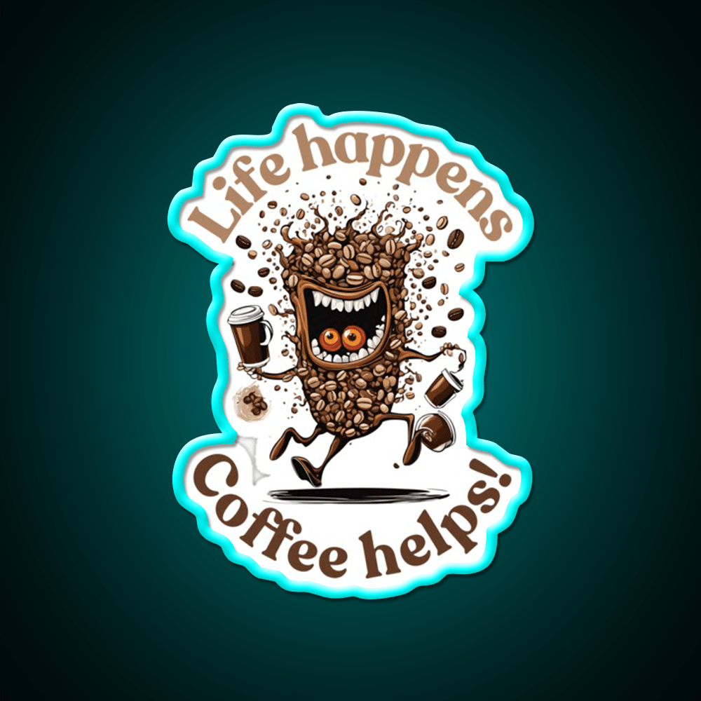 Life Happens Coffee Helps Cafe Led Neon Sign Espresso Bar Art Rgb Color - Shineneon