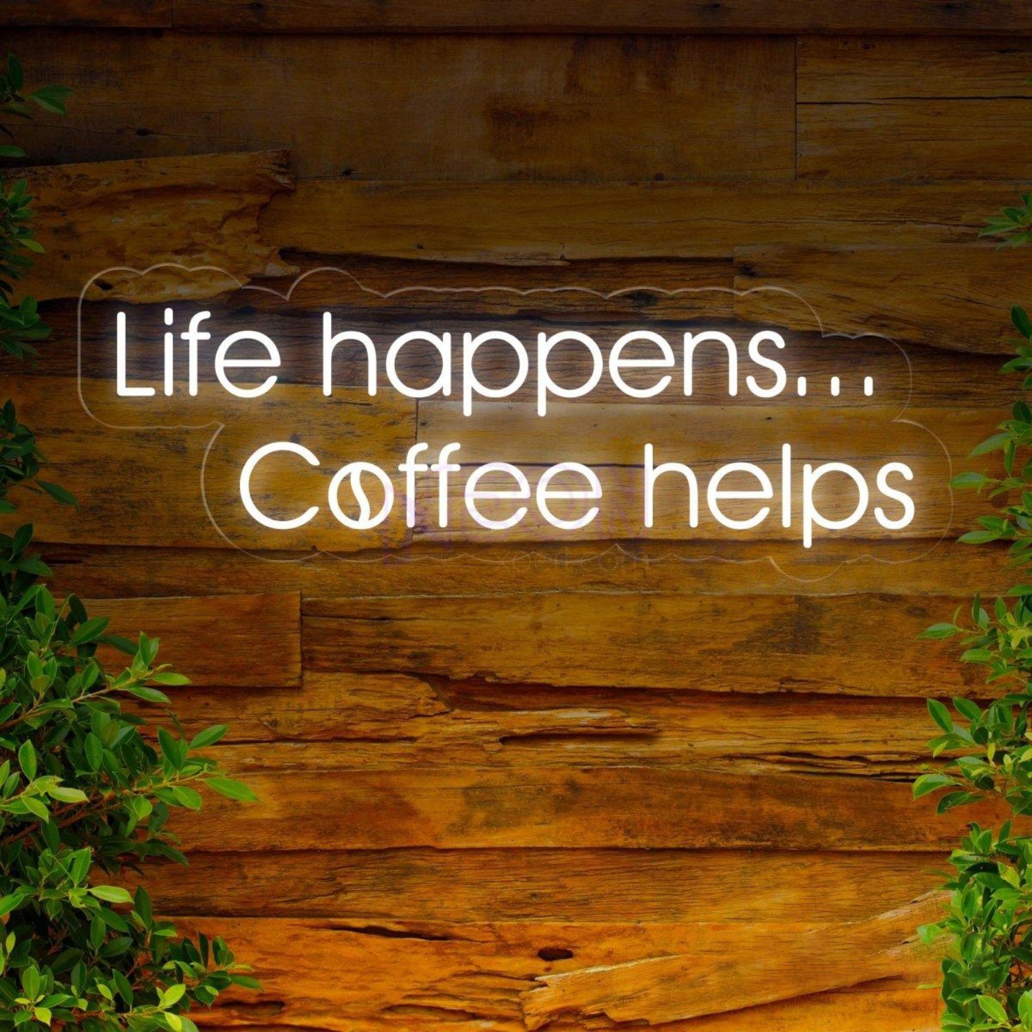 Life Happens Coffee Helps White And Light Blue Led Neon Sign For Cafe Home Decor | Shineneon
