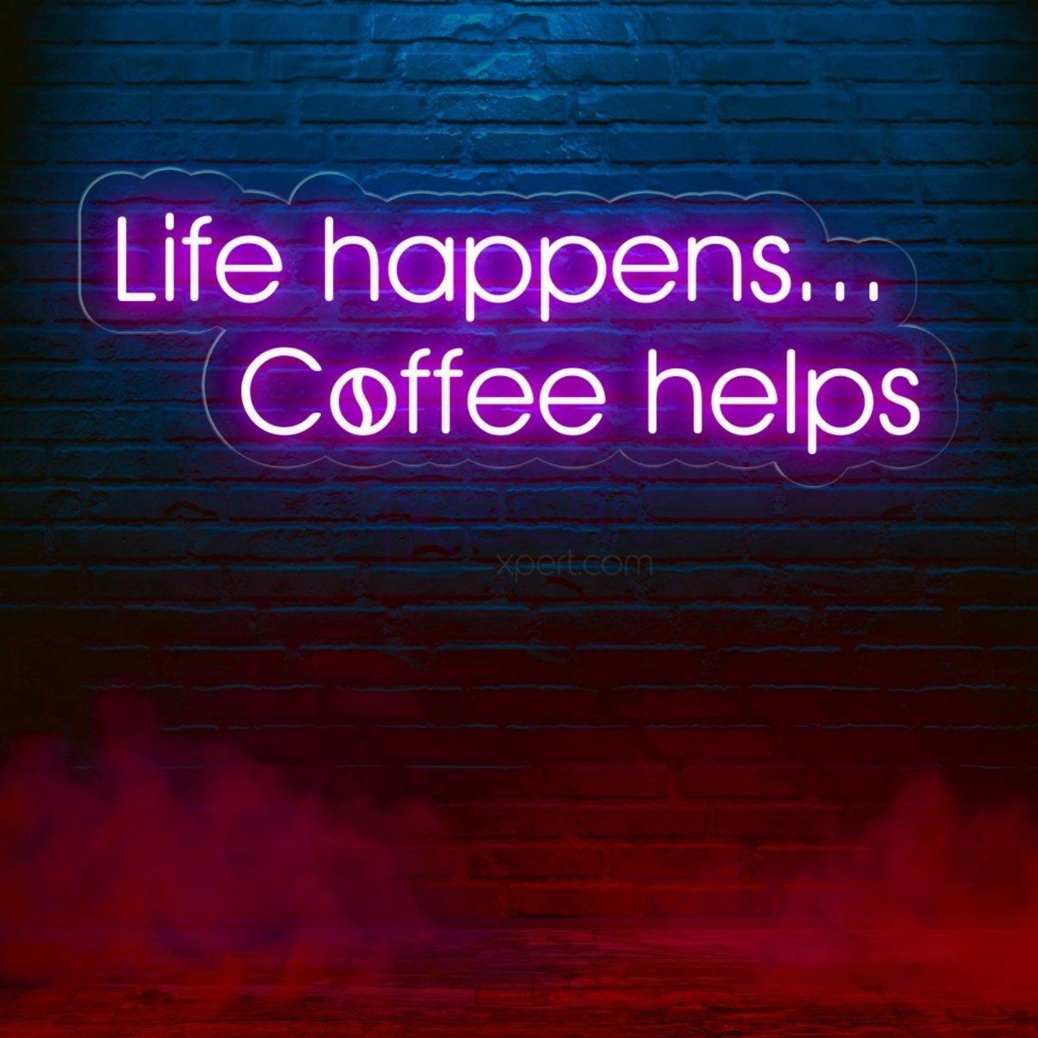 Life Happens Coffee Helps White And Light Blue Led Neon Sign For Cafe Home Decor | Shineneon