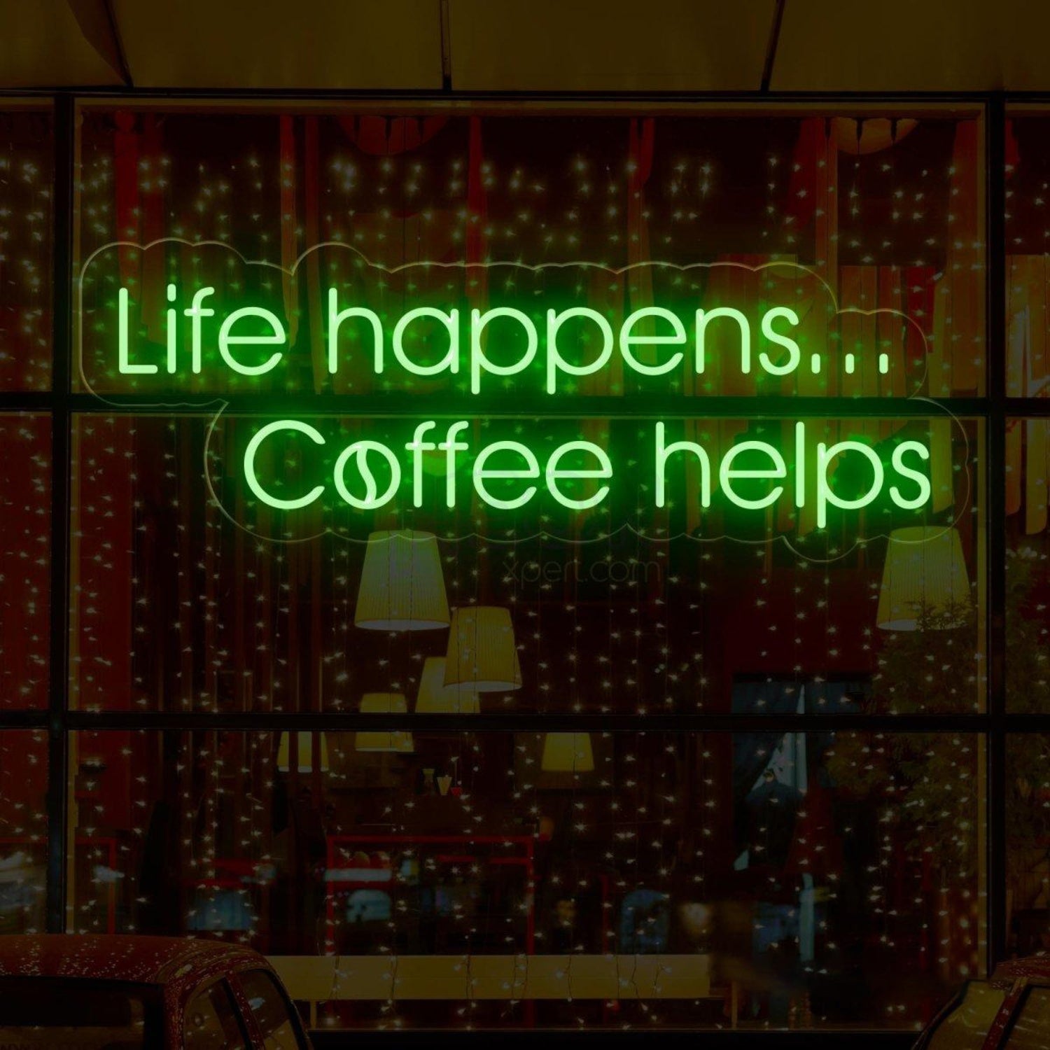 Life Happens Coffee Helps White And Light Blue Led Neon Sign For Cafe Home Decor | Shineneon