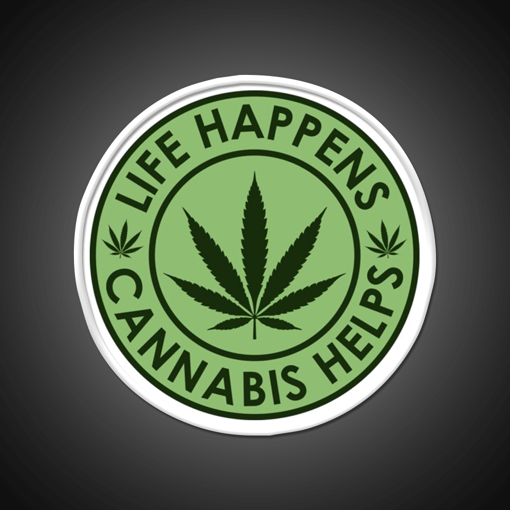 Life Happens Helps Hemp Inspired Green Leaf Led Neon Sign Rgb Color - Shineneon