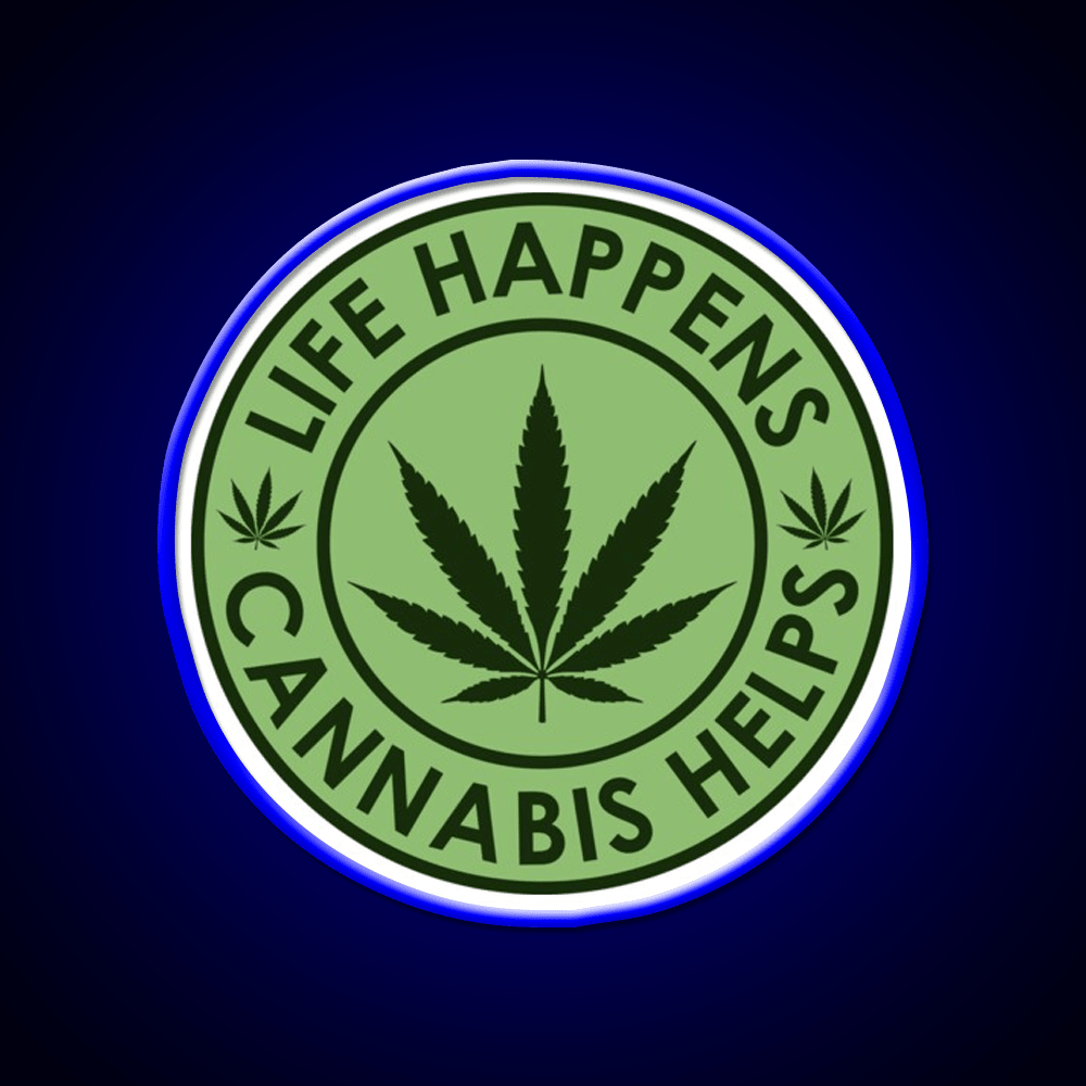 Life Happens Helps Hemp Inspired Green Leaf Led Neon Sign Rgb Color - Shineneon