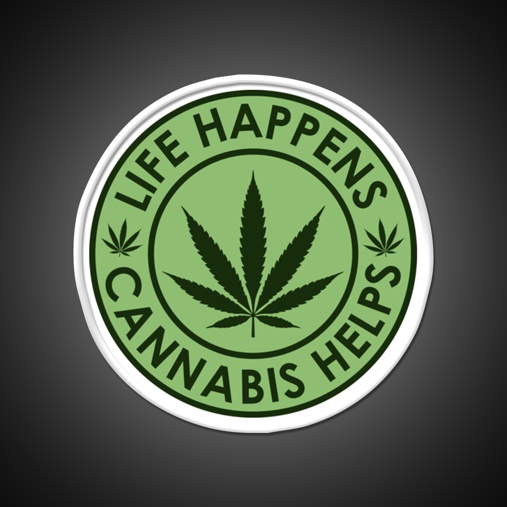 Life Happens Helps Hemp Inspired Green Leaf Led Neon Sign Rgb Color - LED neon sign view 11