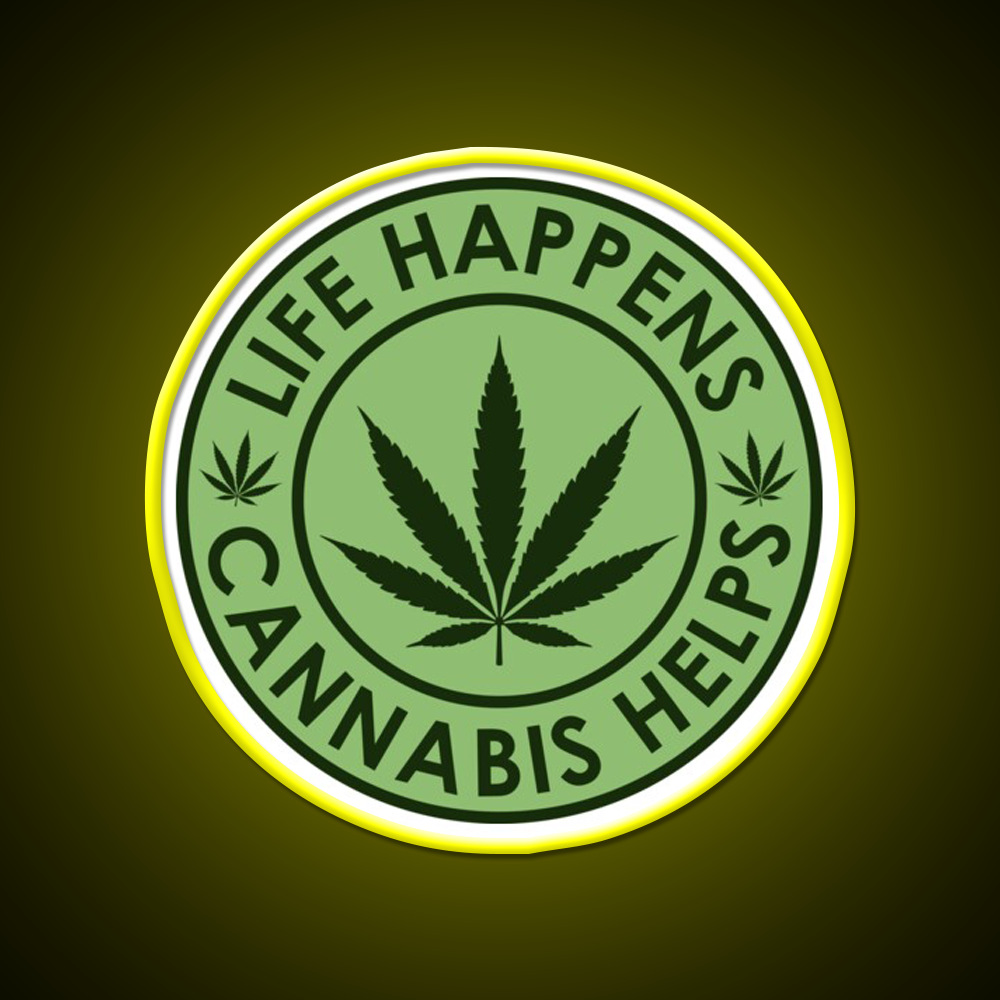 Life Happens Helps Hemp Inspired Green Leaf Led Neon Sign Rgb Color - LED neon sign view 7