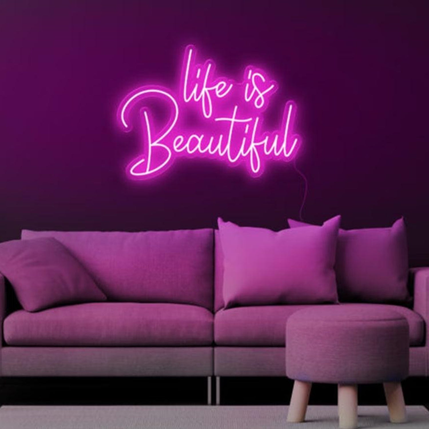 Life is Beautiful Blue LED Neon Sign for Cozy Living Room Decor | Shineneon