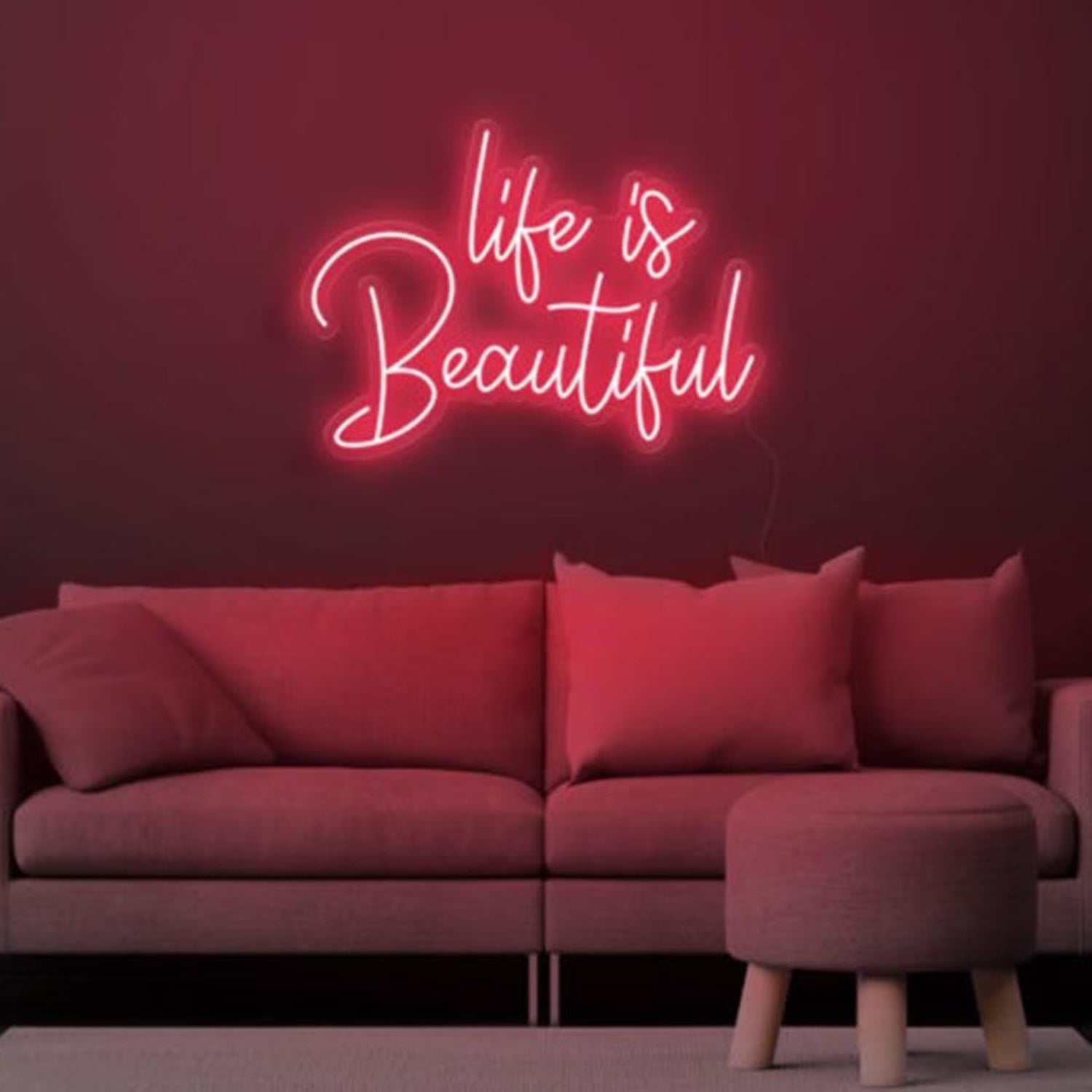 Life is Beautiful Blue LED Neon Sign for Cozy Living Room Decor | Shineneon