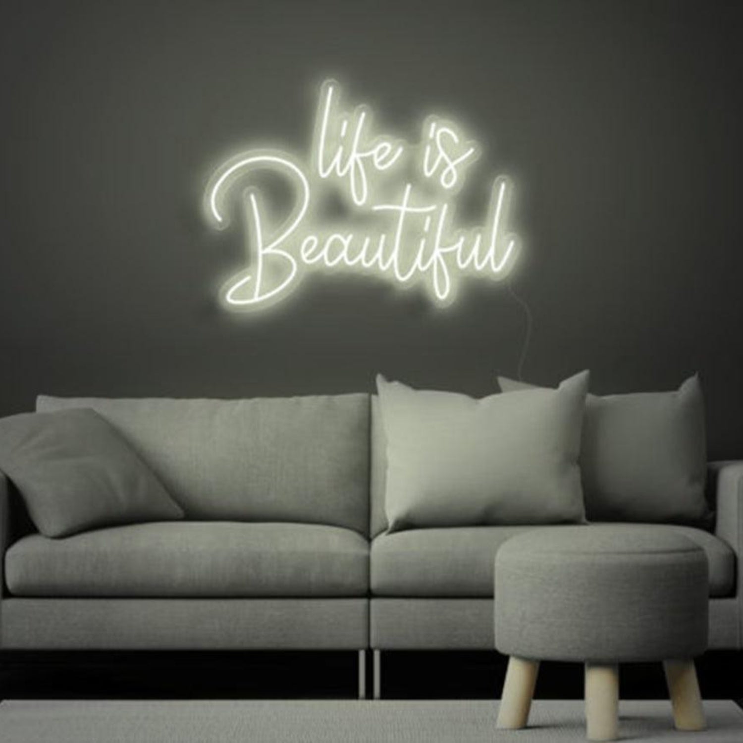 Life is Beautiful Blue LED Neon Sign for Cozy Living Room Decor | Shineneon