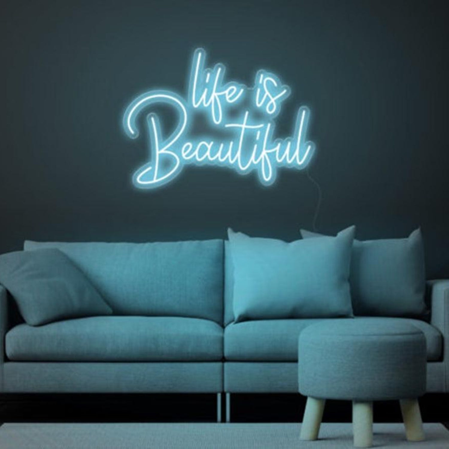 Life is Beautiful Blue LED Neon Sign for Cozy Living Room Decor | Shineneon