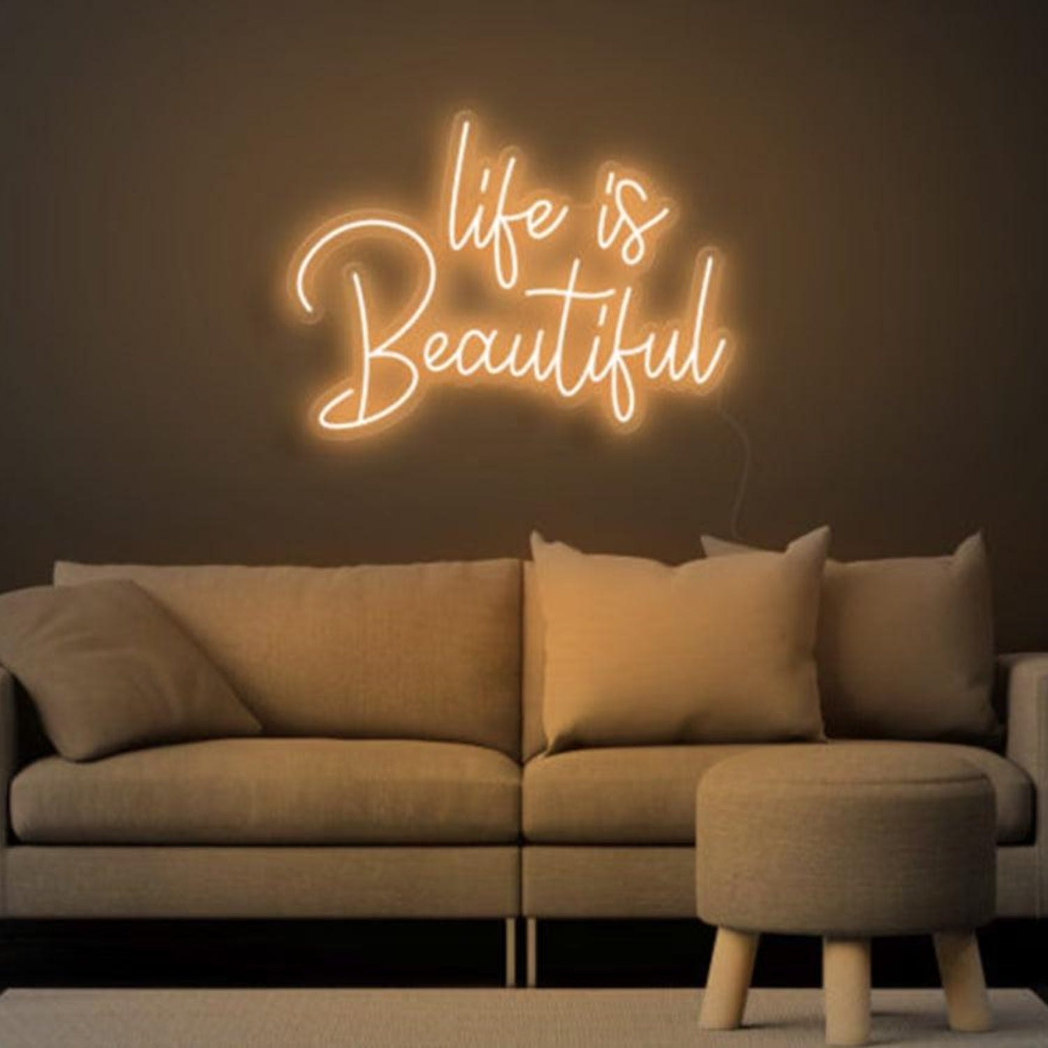 Life is Beautiful Blue LED Neon Sign for Cozy Living Room Decor | Shineneon