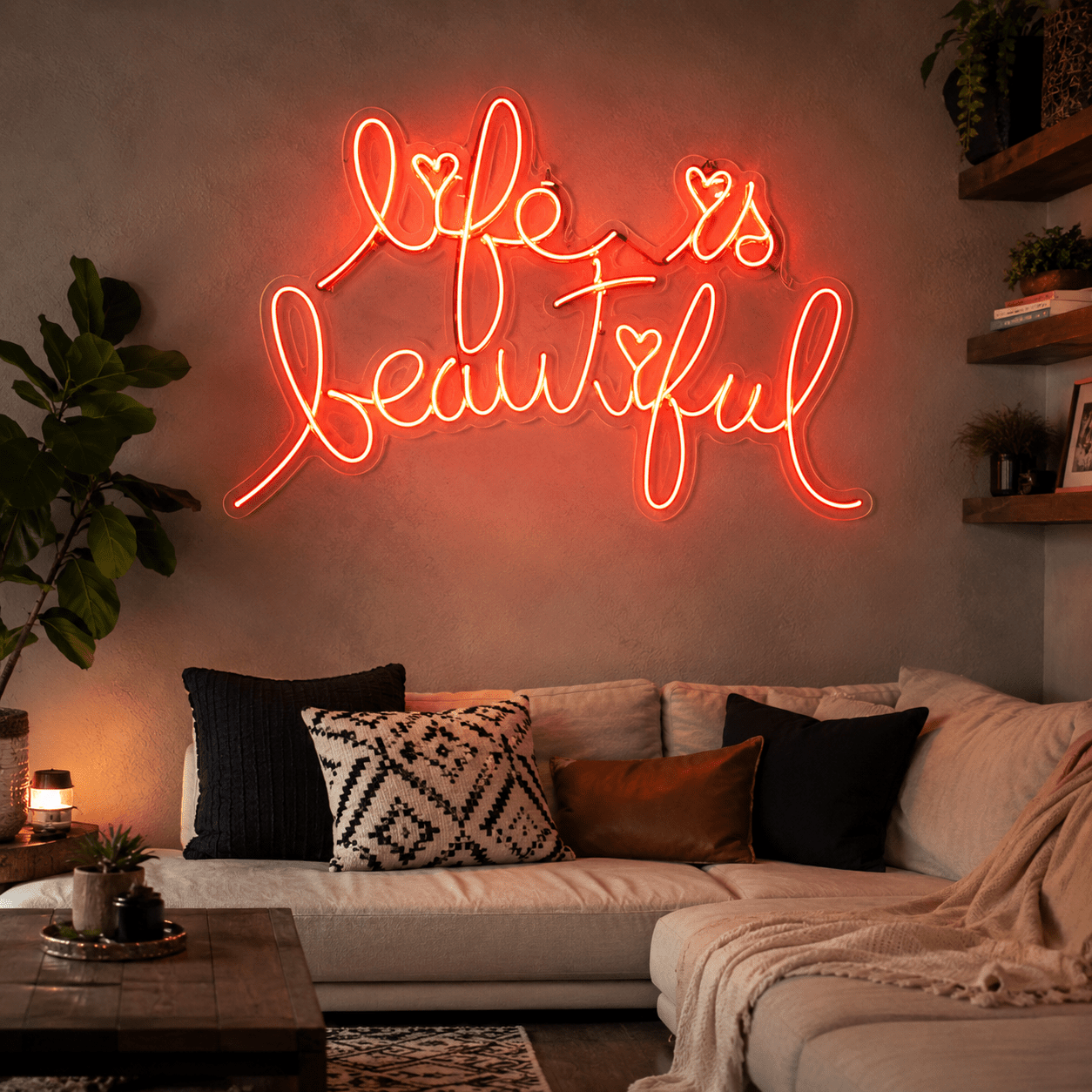 Life Is Beautiful LED Neon Sign Bedroom Wall Art - Shineneon