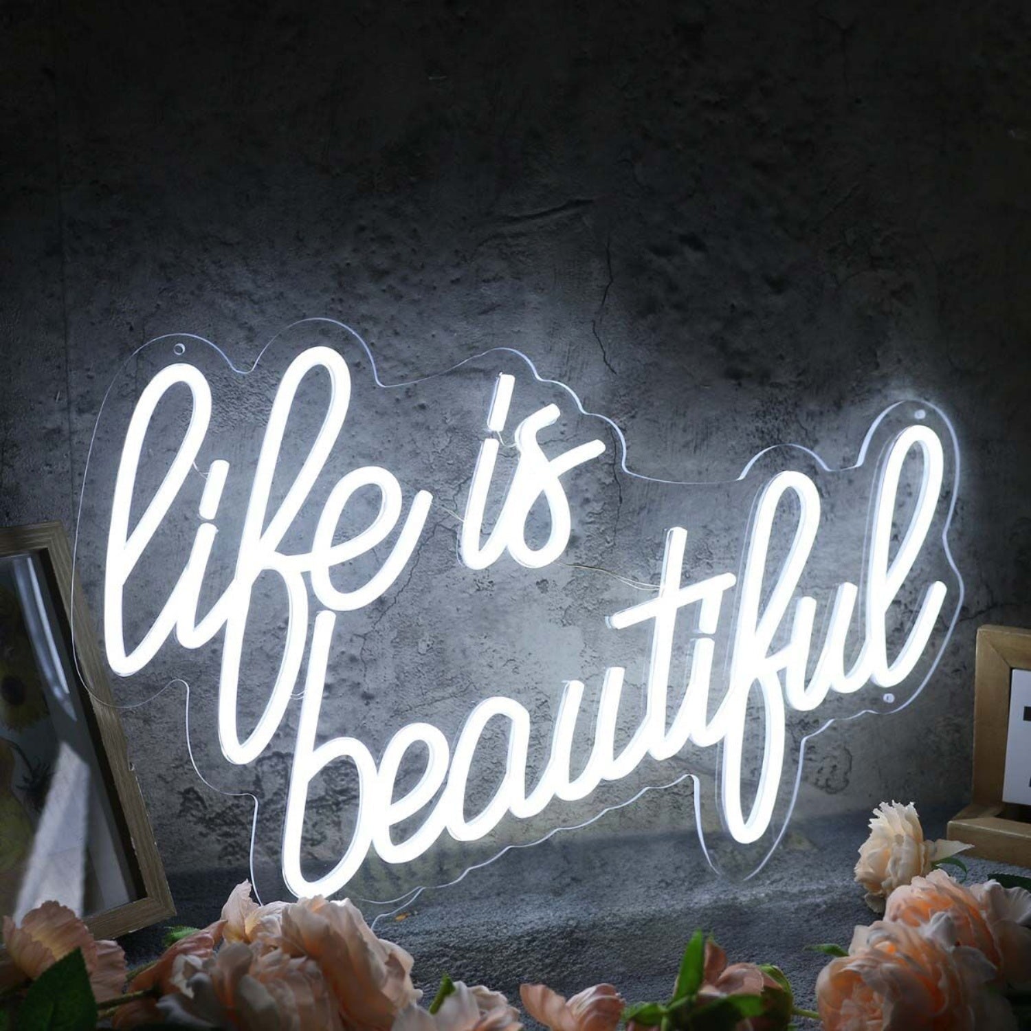 Life Is Beautiful White Custom Neon Led Sign - Shineneon