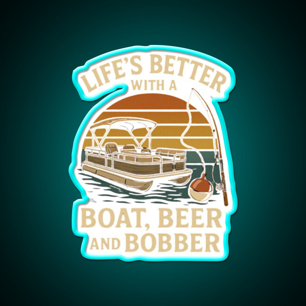Life Is Better With A Boat Beer And Bobber Beer Bar Decor Led Neon Sign Rgb Color - Size and dimension reference