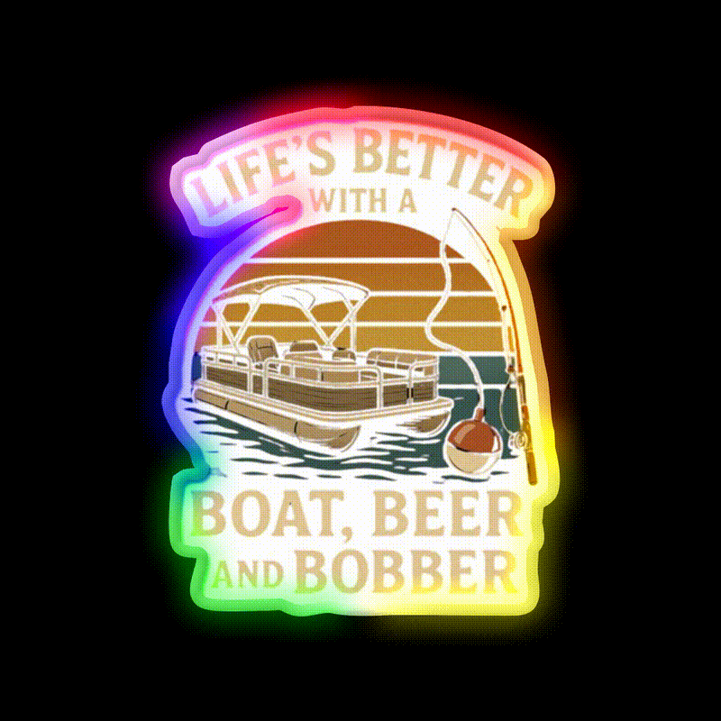 Life Is Better With A Boat Beer And Bobber Beer Bar Decor Led Neon Sign Rgb Color - LED neon sign close-up detail