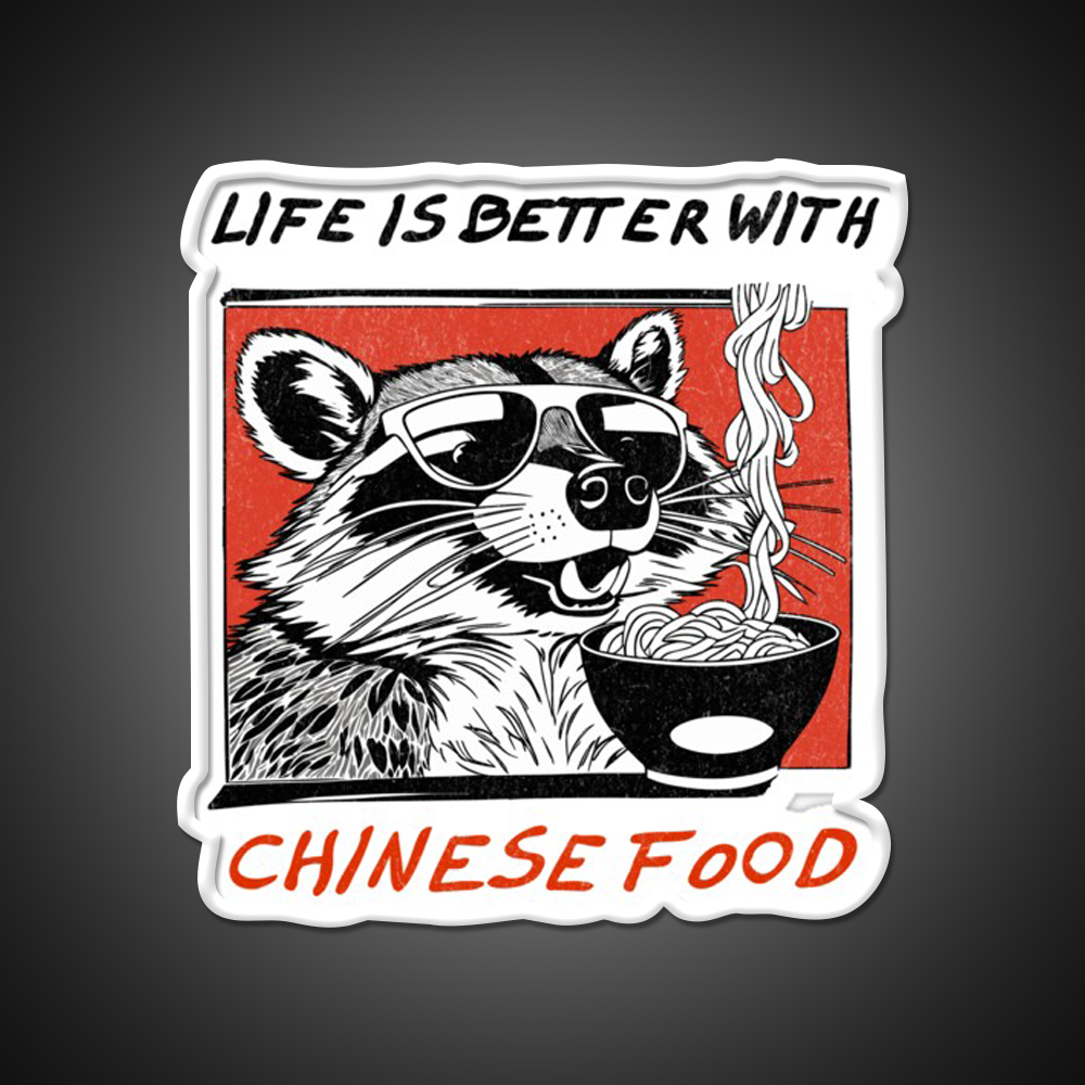 Life Is Better With Chinese Food Retro Raccoon Led Neon Sign Chinese Food Rgb Color