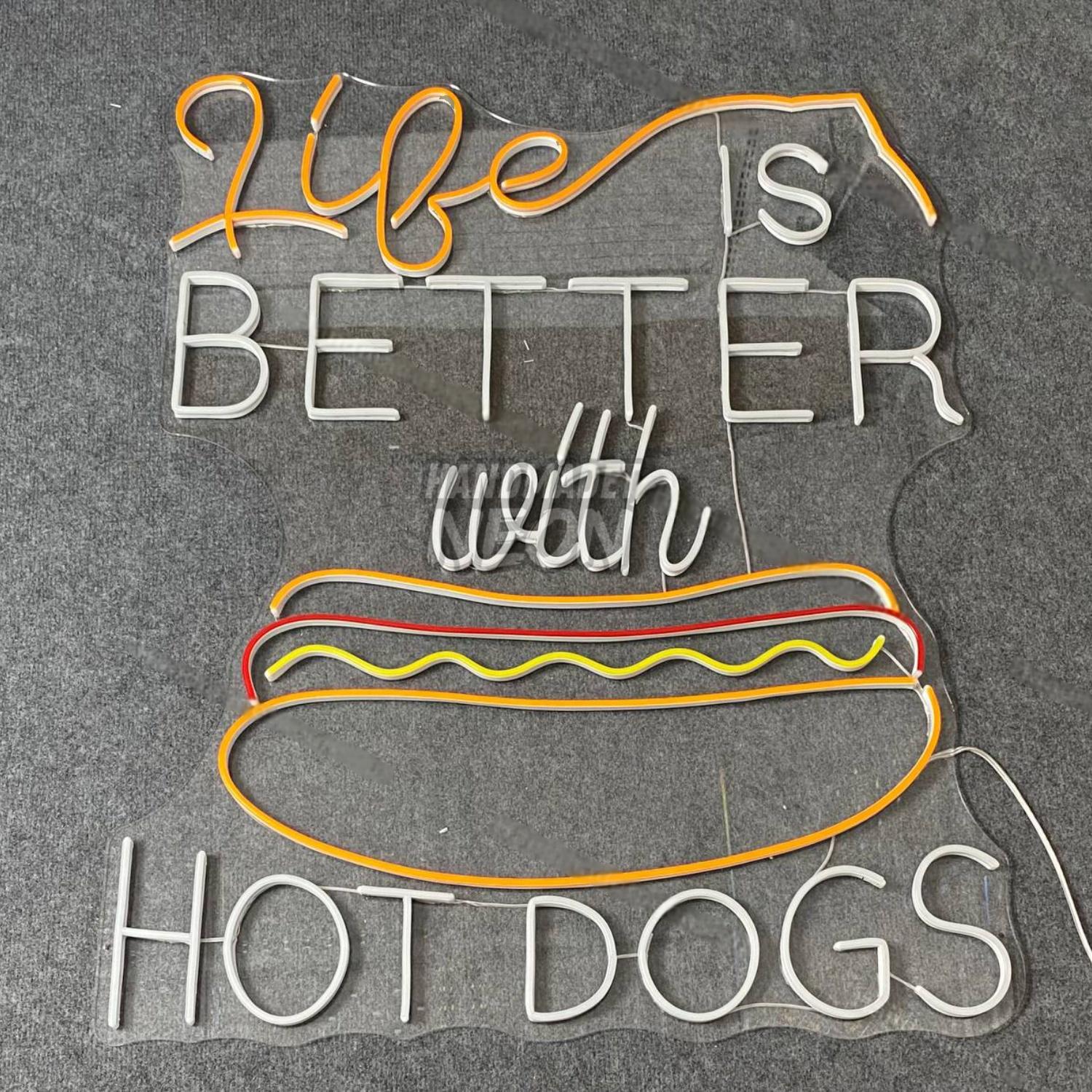 Life Is Better With Hot Dogs Led Neon Sign Food Store Wall Art | Shineneon