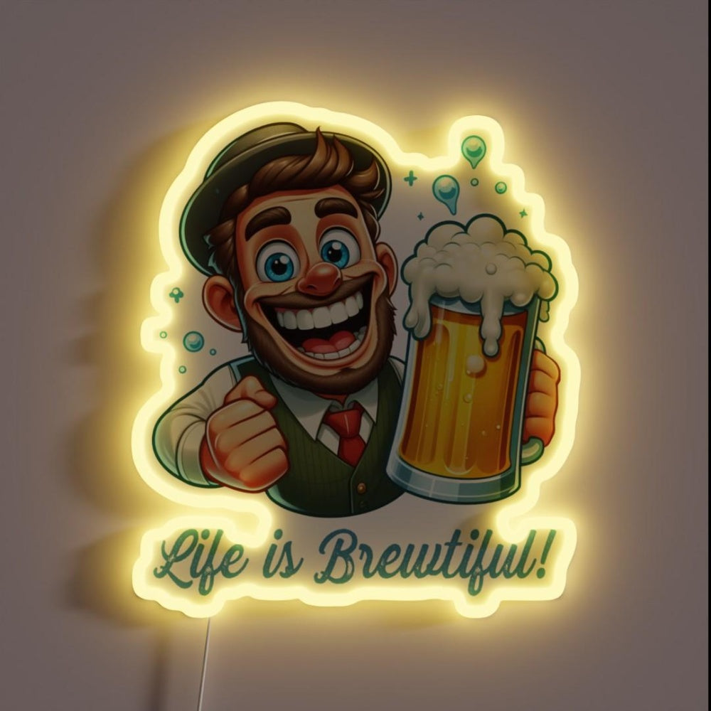 Life Is Brewtiful Rgb Led Neon Sign - Custom LED neon sign front view
