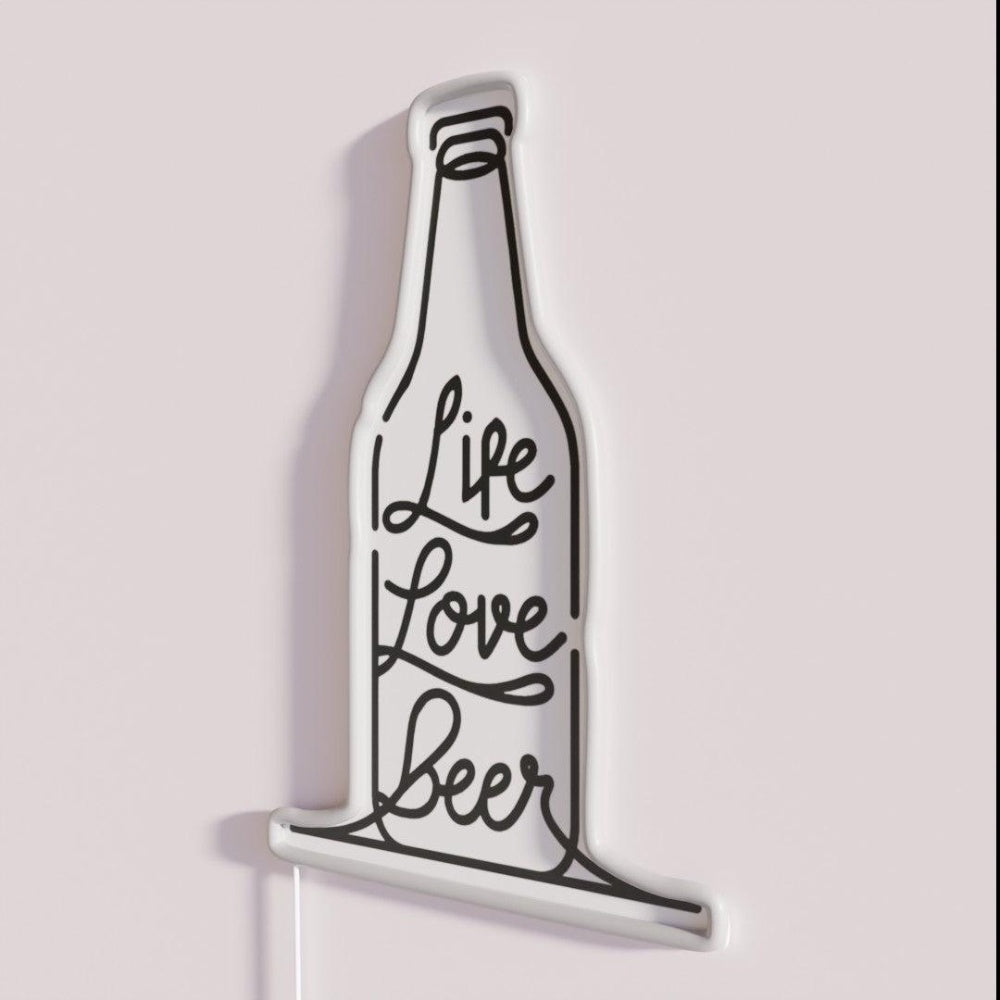 Life Love Beer Funny Snowboarding Good Life Essential Rgb Led Neon Sign - Neon sign mounted on wall in room