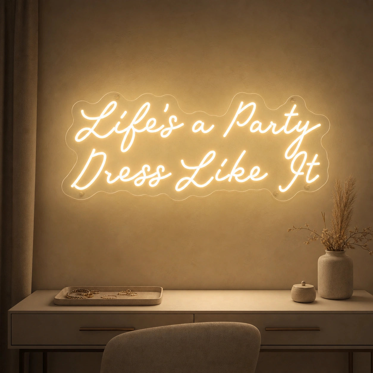 Life S A Party Dress Like It LED Neon Sign Home Garage Wall Decoration high-converting product image