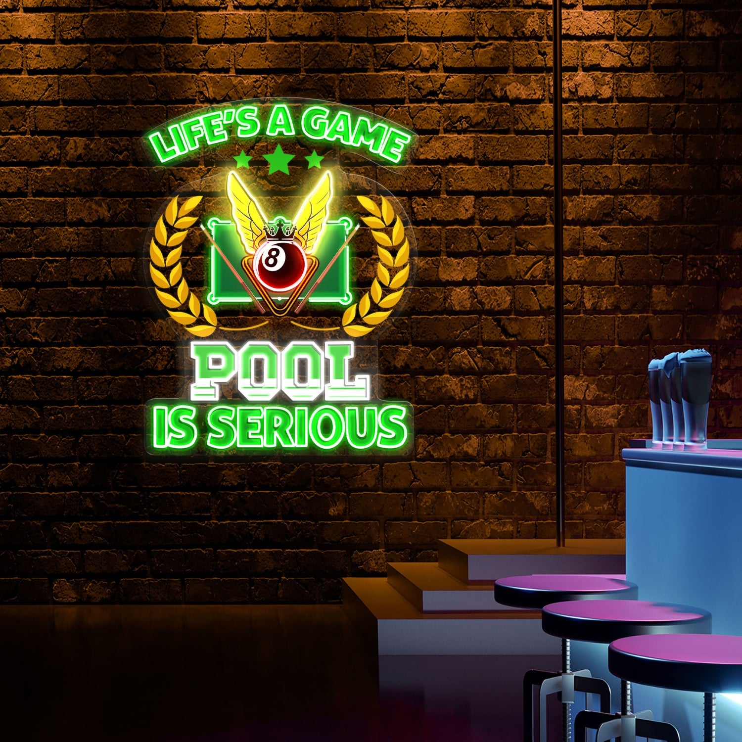 Lifes a game Pool is serious Acrylic Led Neon Sign | Shineneon