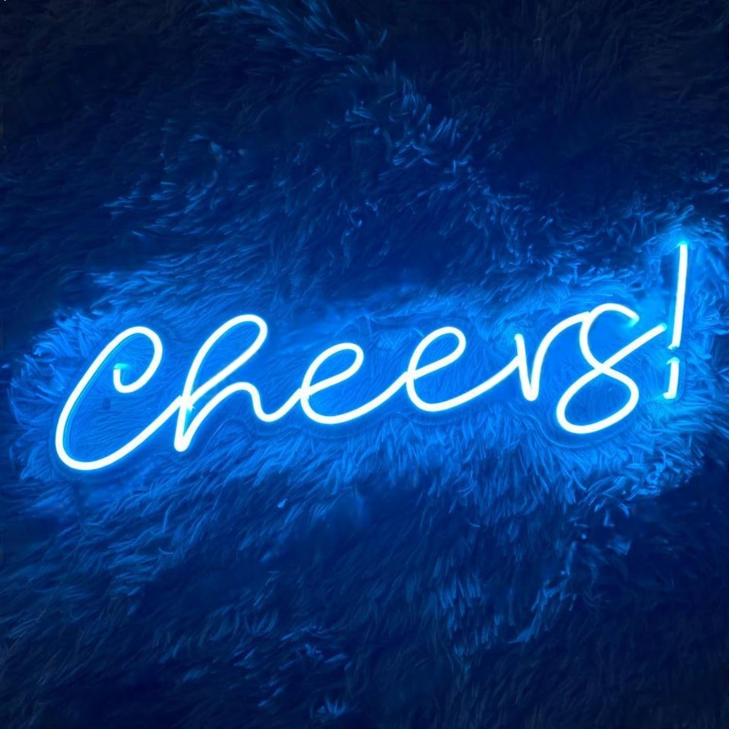 Light Blue Cheers Led Neon Sign For Home Bar Party Decor | Shineneon
