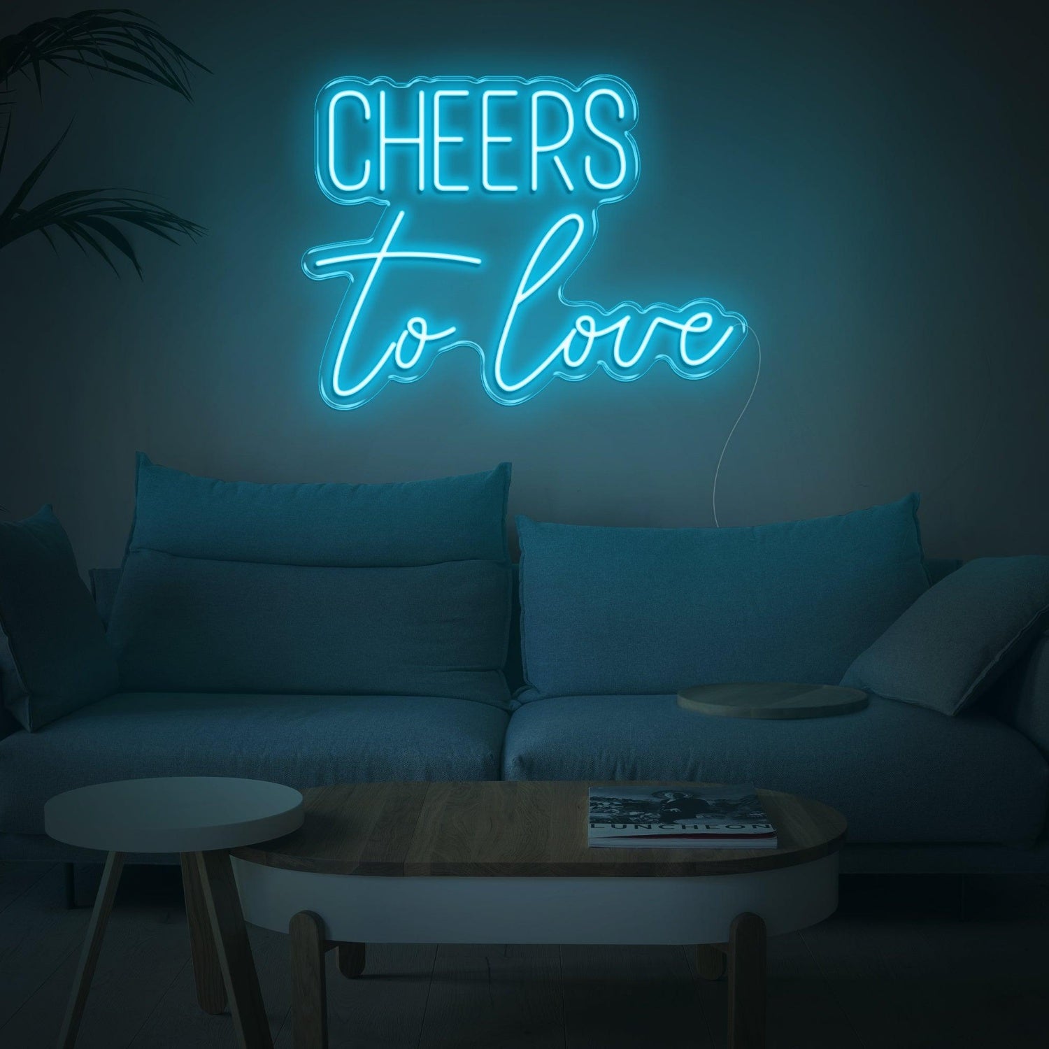 Light Blue Cheers To Love Led Neon Sign For Modern Home And Cafe Decor | Shineneon