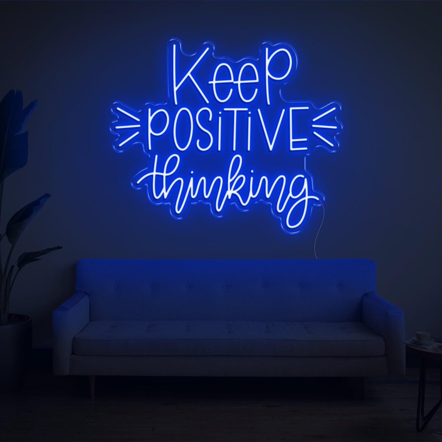 Light Blue Keep Positive Thinking Led Neon Sign For Home Office Wall Decor | Shineneon