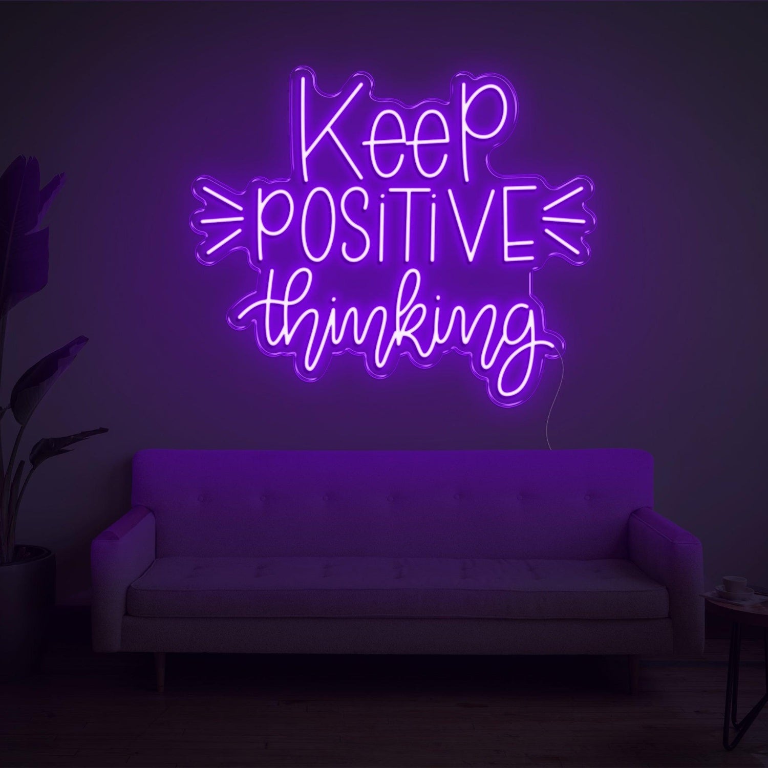 Light Blue Keep Positive Thinking Led Neon Sign For Home Office Wall Decor | Shineneon