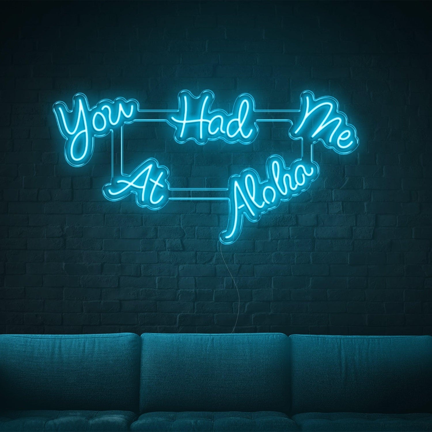 Light Blue You Had Me At Aloha Led Neon Sign For Modern Living Room Wall Art | Shineneon