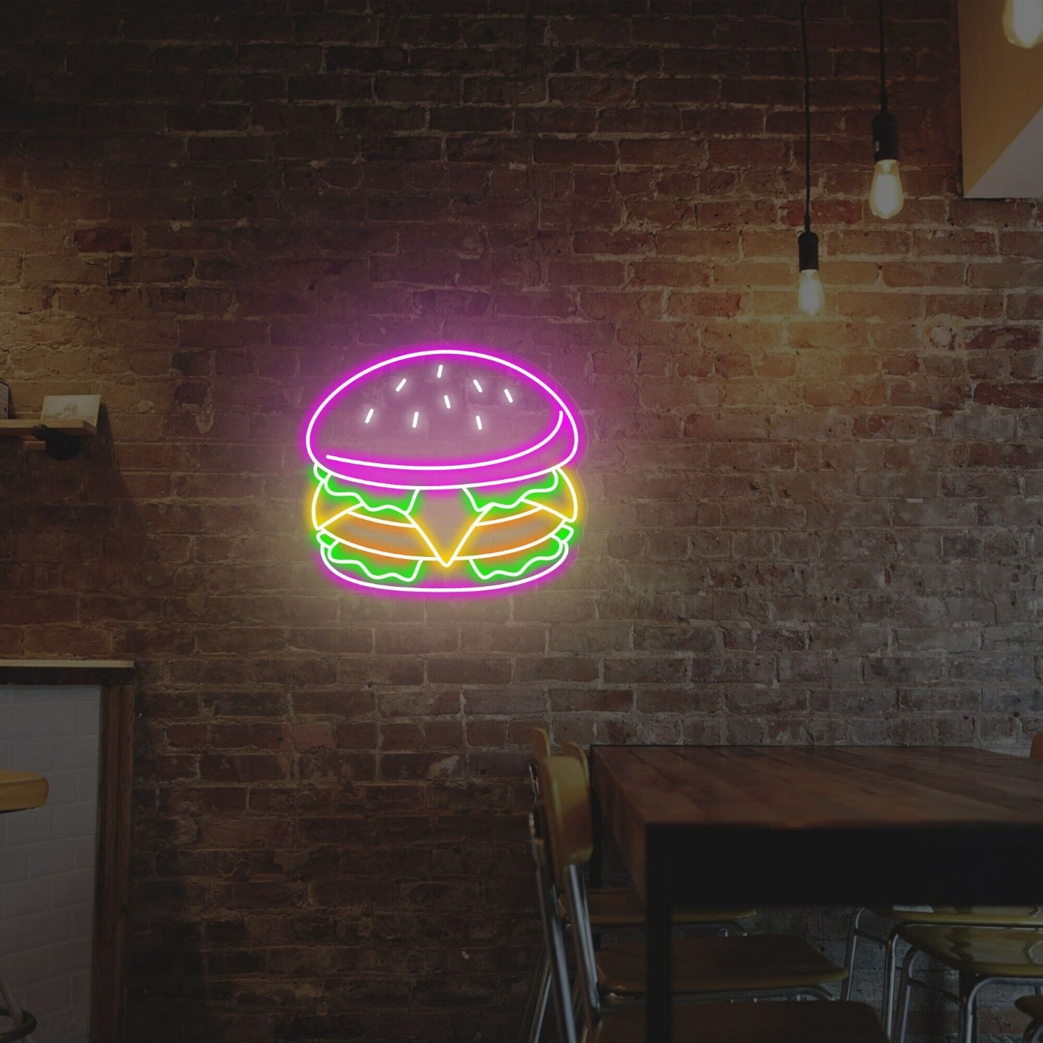 Light Up Your Bar Diner The Captivating Hamburger Led Neon Sign Wall Decor | Shineneon