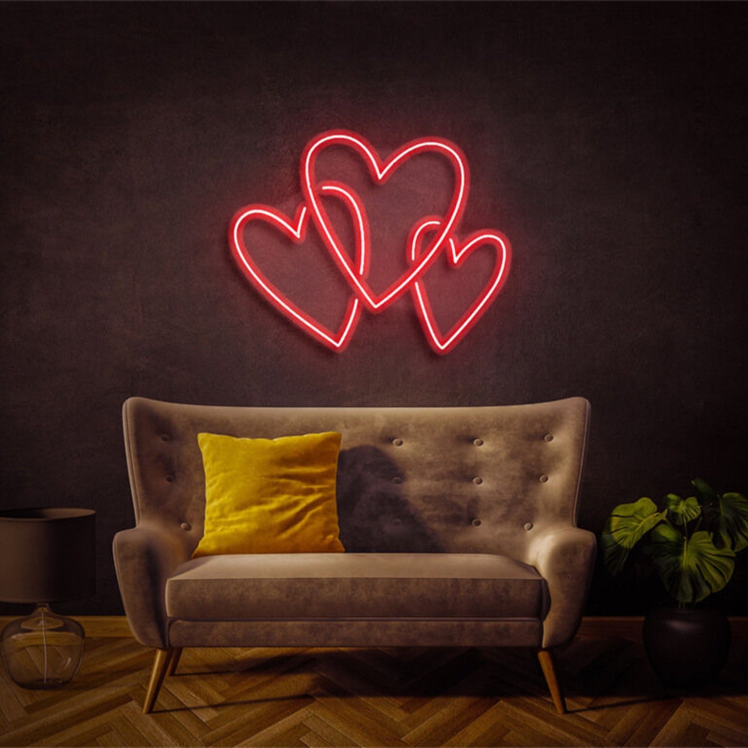 Light Up Your Special Moments Three Love Heart Led Neon Sign | Shineneon