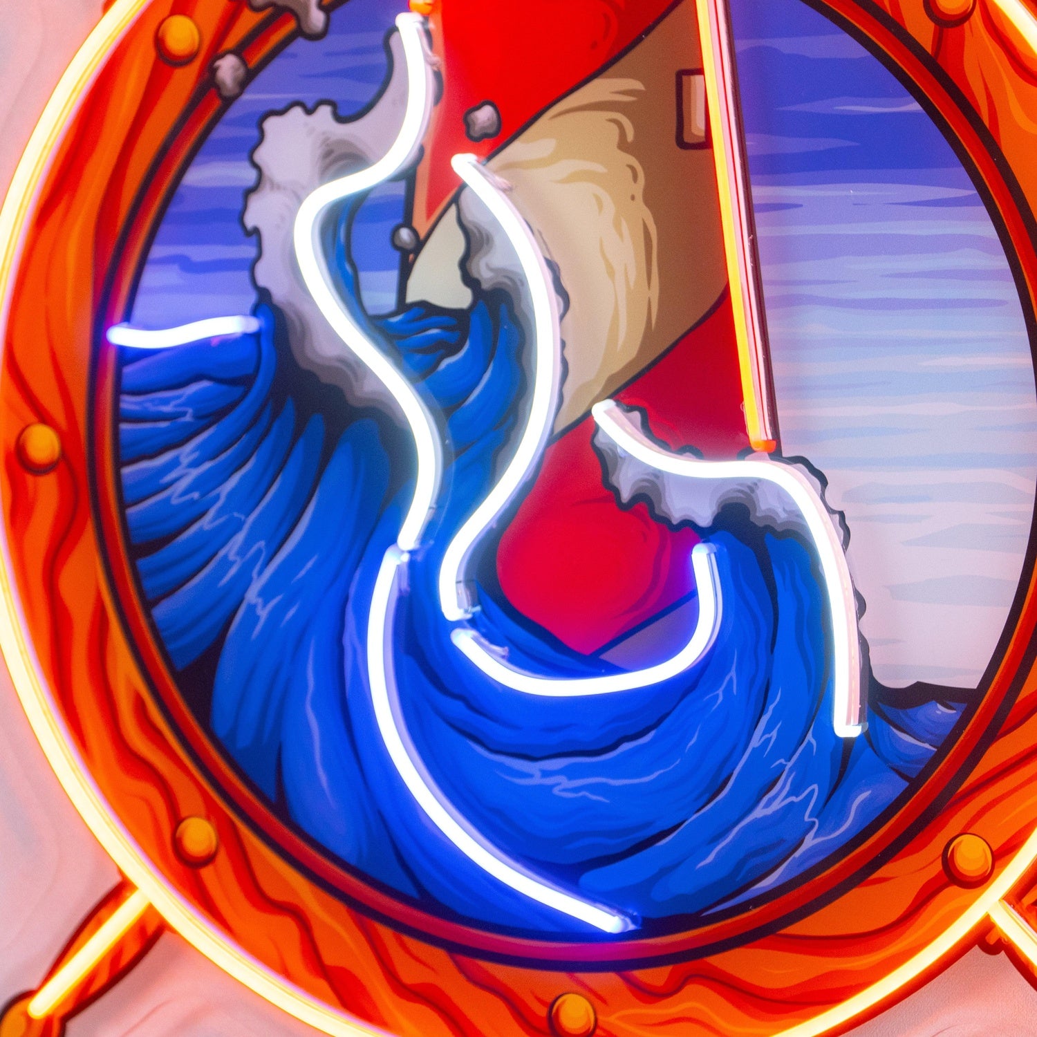 Lighthouse Anchor Waves Navy Blue Amber Uv Printed Led Neon Sign For Home Bar Decor | Shineneon