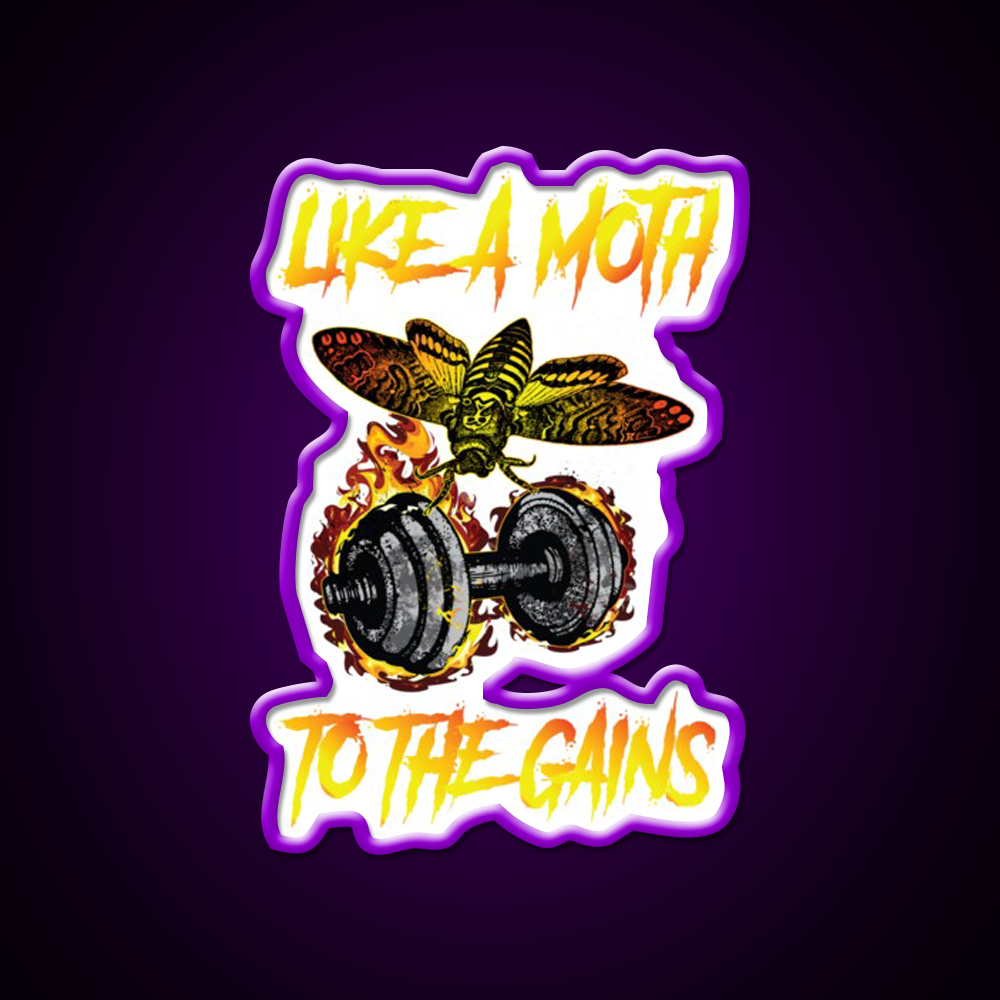 Like A Moth To The Gains Gym Fitness Led Neon Sign Rgb Color - LED neon sign view 9