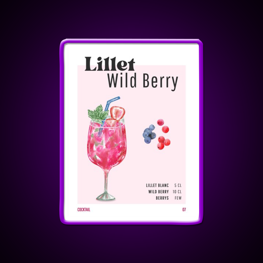 Lillet Wild Berry Cocktail Bar Decor Led Neon Sign Rgb Color - LED neon sign view 9