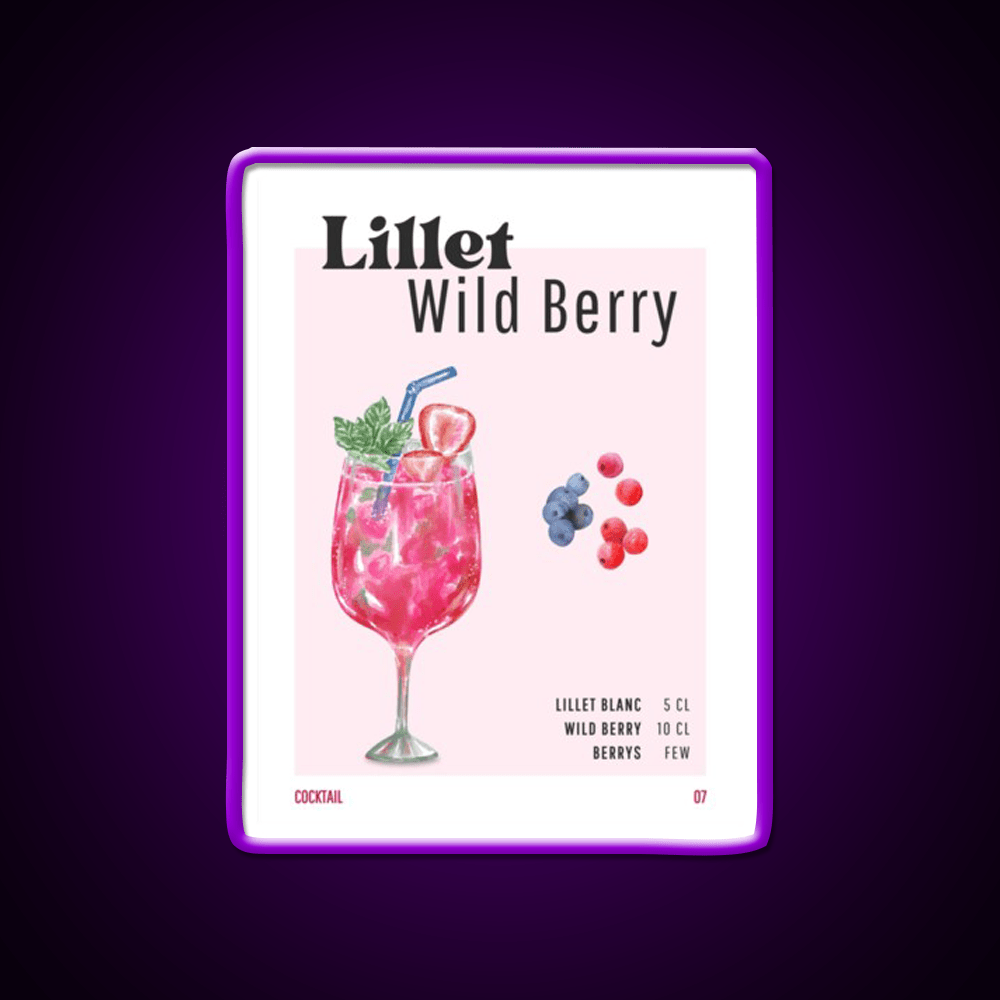 Lillet Wild Berry Cocktail Bar Decor Led Neon Sign Rgb Color - Shineneon